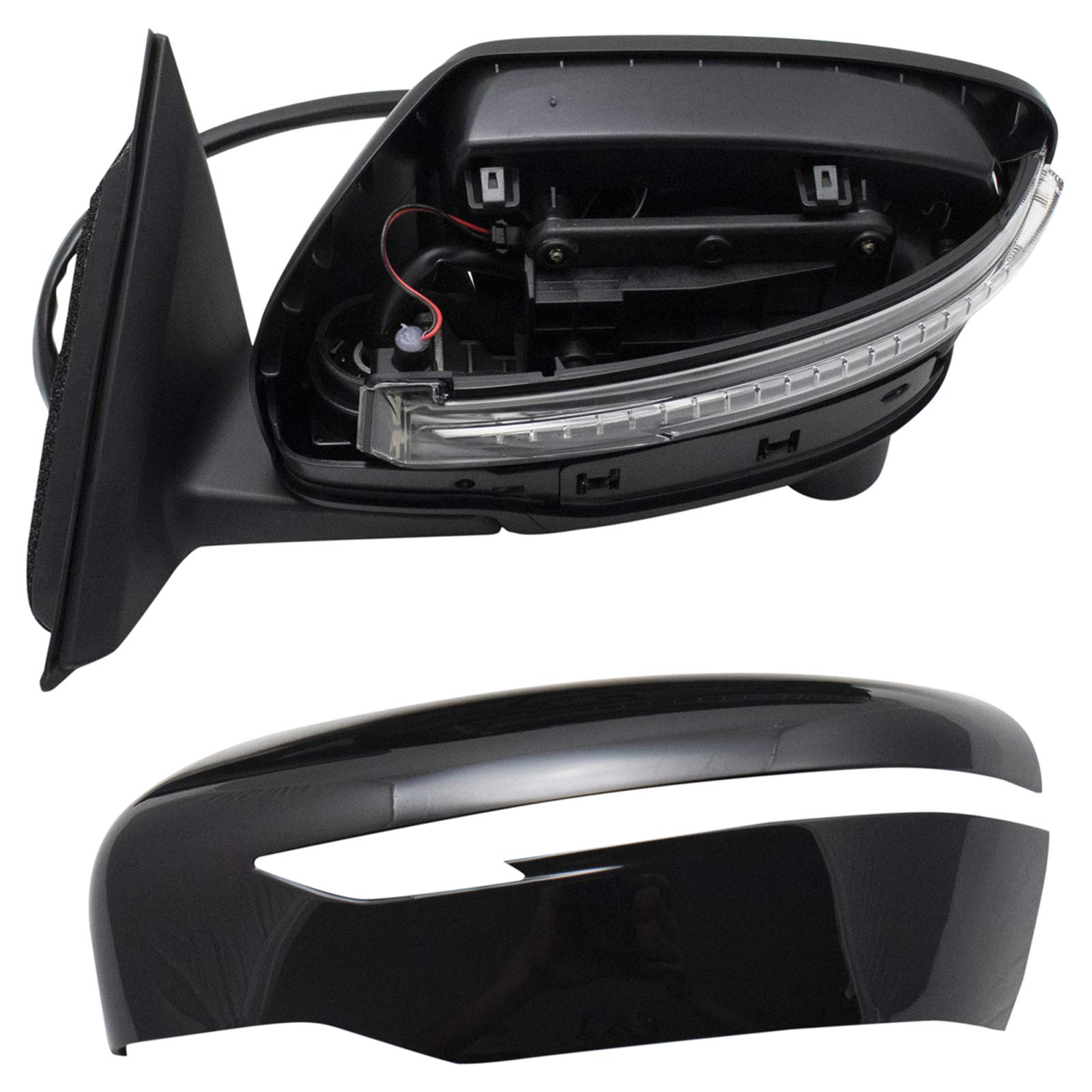 TRQ Driver Side Mirror Assembly Power Heated Turn Signal Blind Spot Camera Foldaway Textured Paint to Match Compatible with 2016-2017 Nissan Rogue