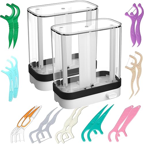 Empty Floss Pick Dispenser, Floss Pick Holder, Flosser Dispenser refillable for Plackers, Dental Pick Holder (2pcs)