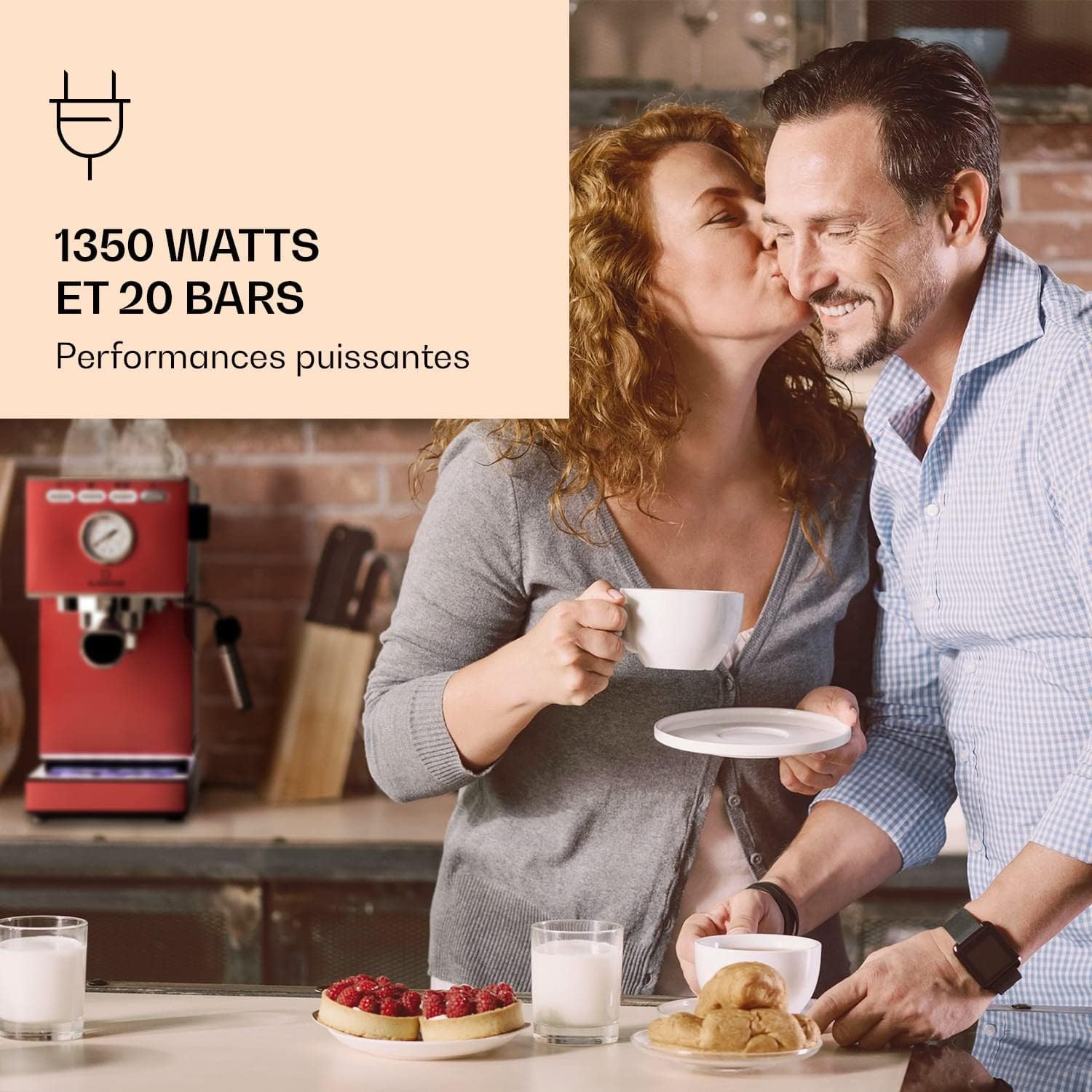 KLARSTEIN Pausa Espresso Machine with 1350 Watts and 20 Bars power indication