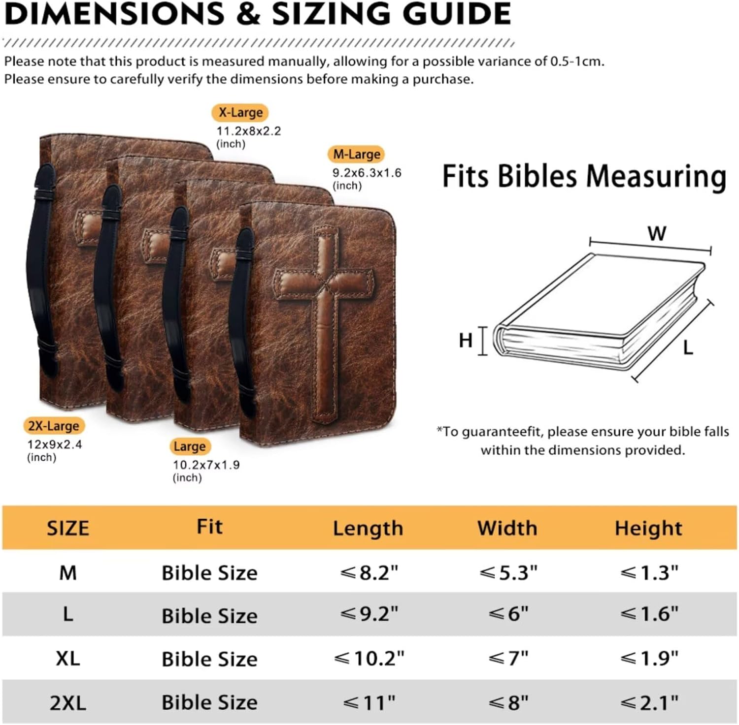 FOR U DESIGNS Extra Large Bible Case Set with Pen Sleeve 11x8x2.1 Inches PU Leather Cross Print Church Study Supplies Stylish Religious Gifts for Men 2 Piece