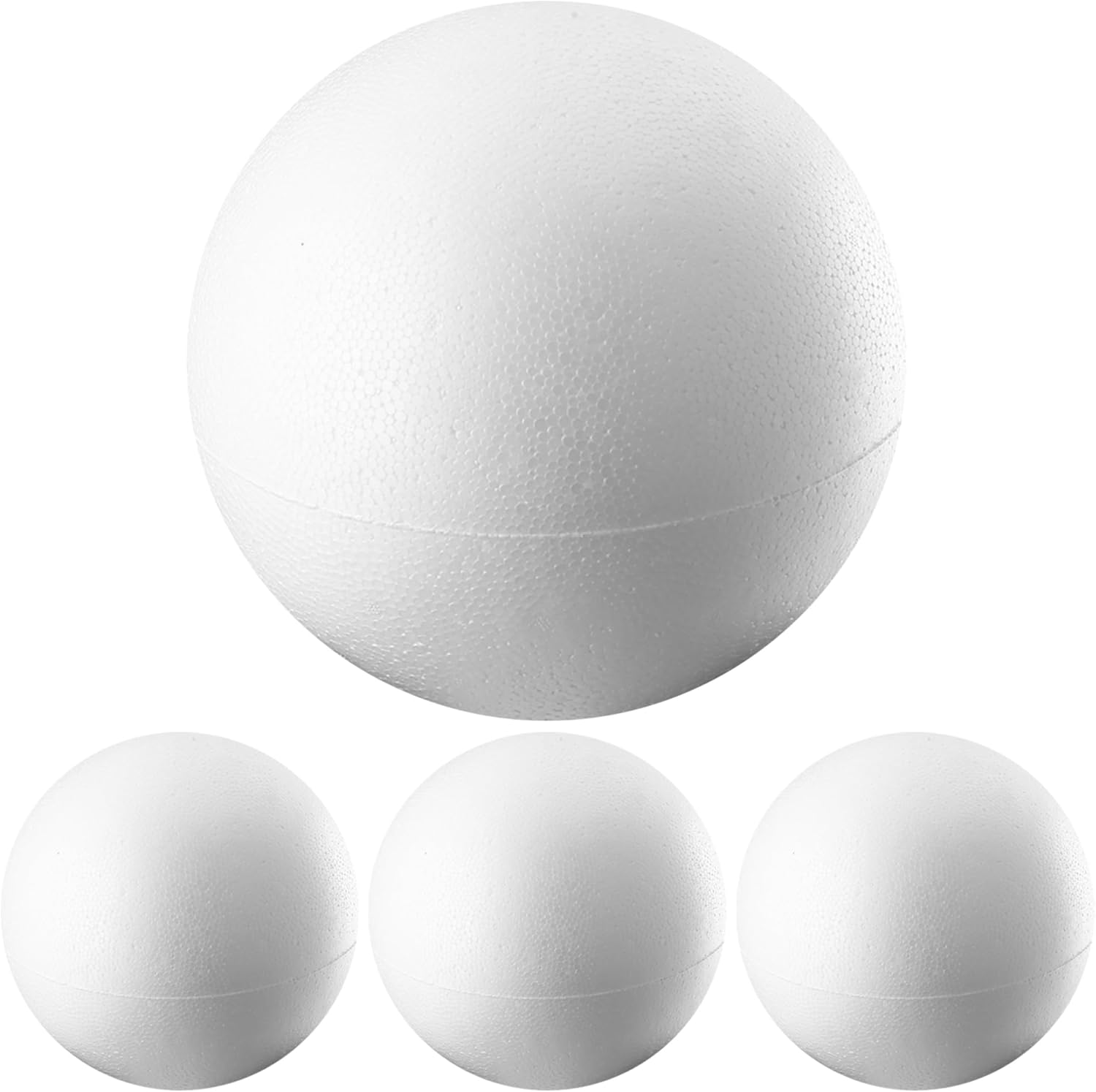 Large 4Pcs 8" White Foam Balls for Crafts, Smooth Styrofoam Balls for Arts & Christmas Ornaments, DIY, Wedding, Party, Home Decor