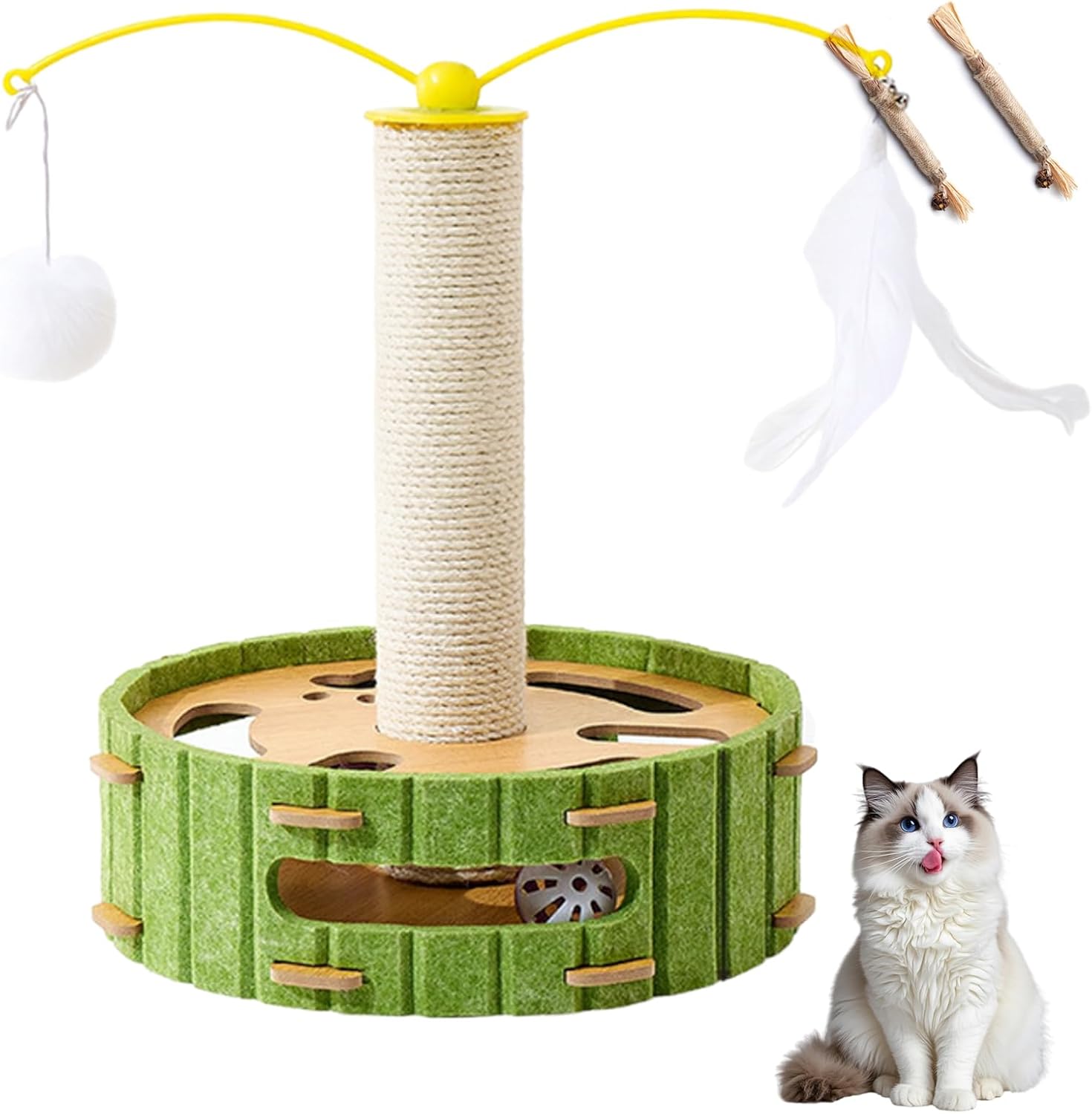 Claw Trimmer with Felt Cat - Cat Nail File Box, Stress Free Alternative to Clippers and Grinders for Indoor Cats Scratching, Couch Furniture Protection(A)