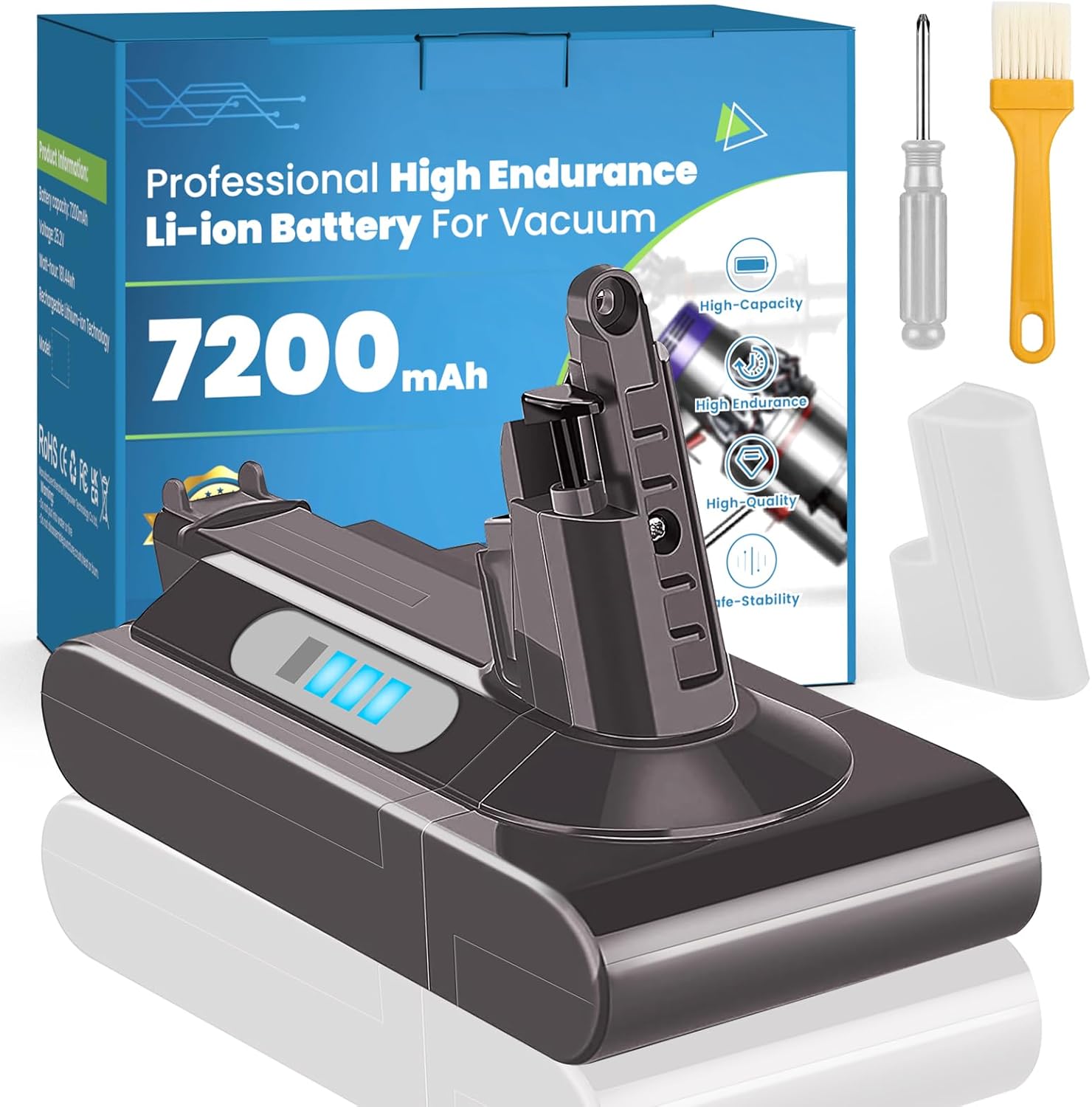 7200mAh 25.2V Upgraded V10 Battery Replacement Compatible with Dyson V10 Animal/Motorhead/Absolute/Fluffy/SV12 Cordless Stick Vaccuum Cleaner(Not Fit SV10)