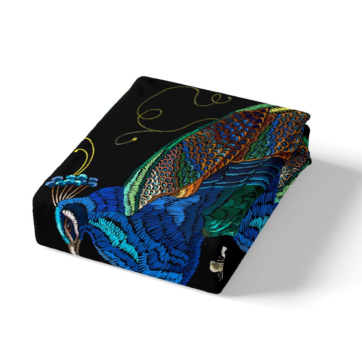 Chinese Style Bedding Set Watercolor Peacock Printed Duvet Cover Set for Kids Adults Boho Feather Comforter Cover Botanical Leaves Branches Quilt Cover Bedroom Collection 3Pcs King Size