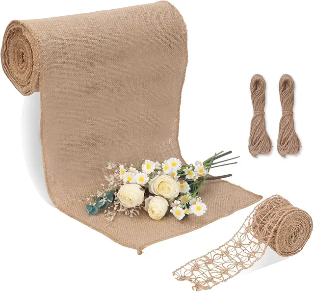 Chemin de table en toile de jute naturel - 30 cm x 10 m - Décoration bohème et mariage