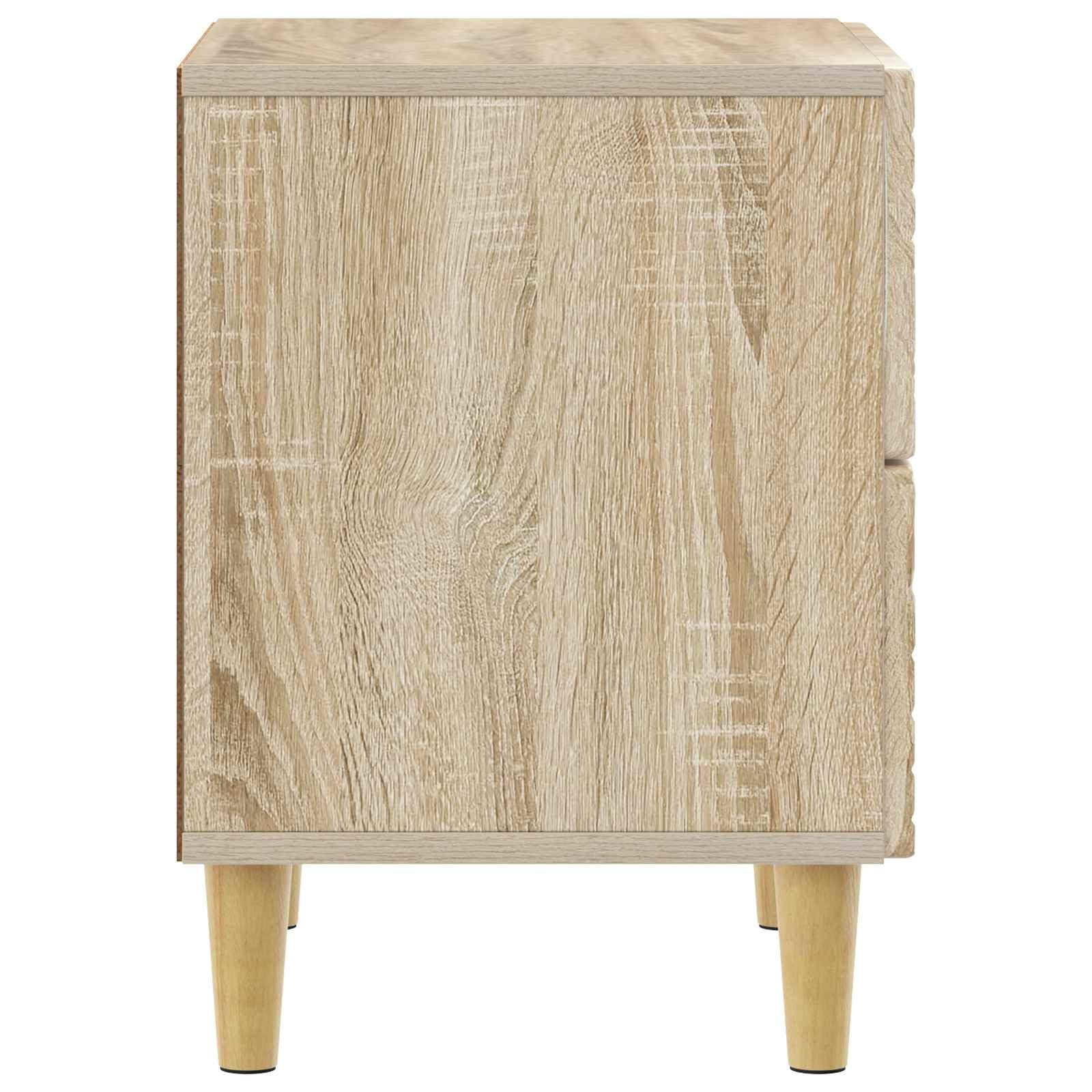Stolik nocny dąb Sonoma z 2 szufladami 43 x 34,5 x 48 cm, stolik pomocniczy do sypialni, salonu, z półką do przechowywania i stabilnym stelażem eukaliptusowym, zajmuje mało miejsca