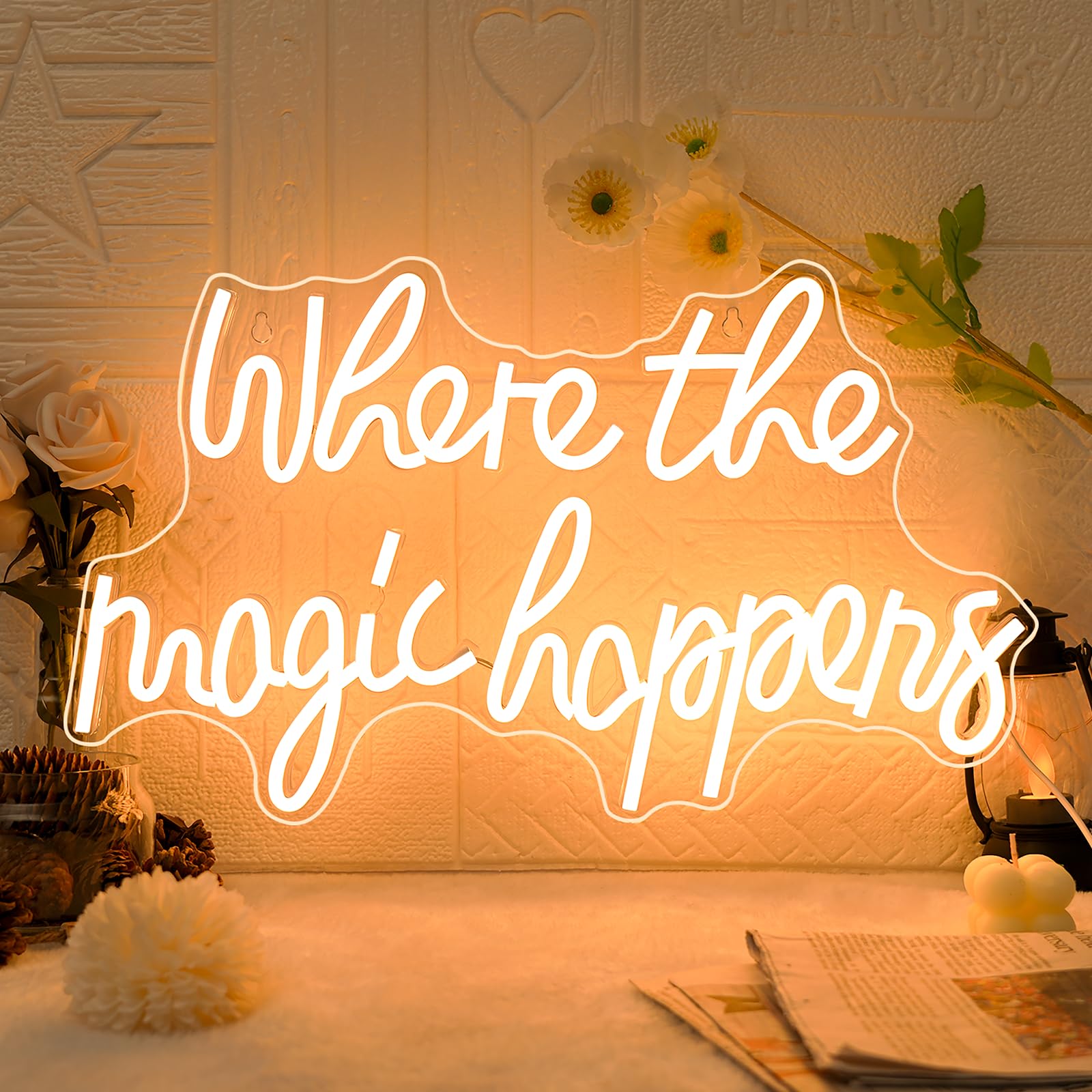 Where The Magic Happens Neon Sign Warm White Word Light Up Signs