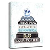 Meetdeceny Fashion Women Canvas Wall Art Blue Bathroom Wall Art Decor Aesthetic Room Decor for Teen Girls Bathroom Pictures for Wall 12x16 Inch