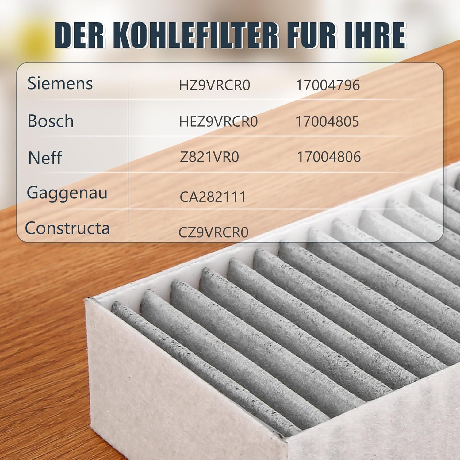 Idong 4 Pezzi Filtro a Carbone Attivo, Filtro di Ricambio Cappa Aspirante Adatto per Siemens HZ9VRCR0 Bosch HEZ9VRCR0 Neff Z821VR0 Gaggenau CA282111 Constructa CZ9VRCR0 (192 x 75 x 35 mm)