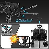 Vista 4 de Carro plegable plegable, carrito de playa resistente plegable con grandes ruedas de playa todo terreno para arena, carrito plegable