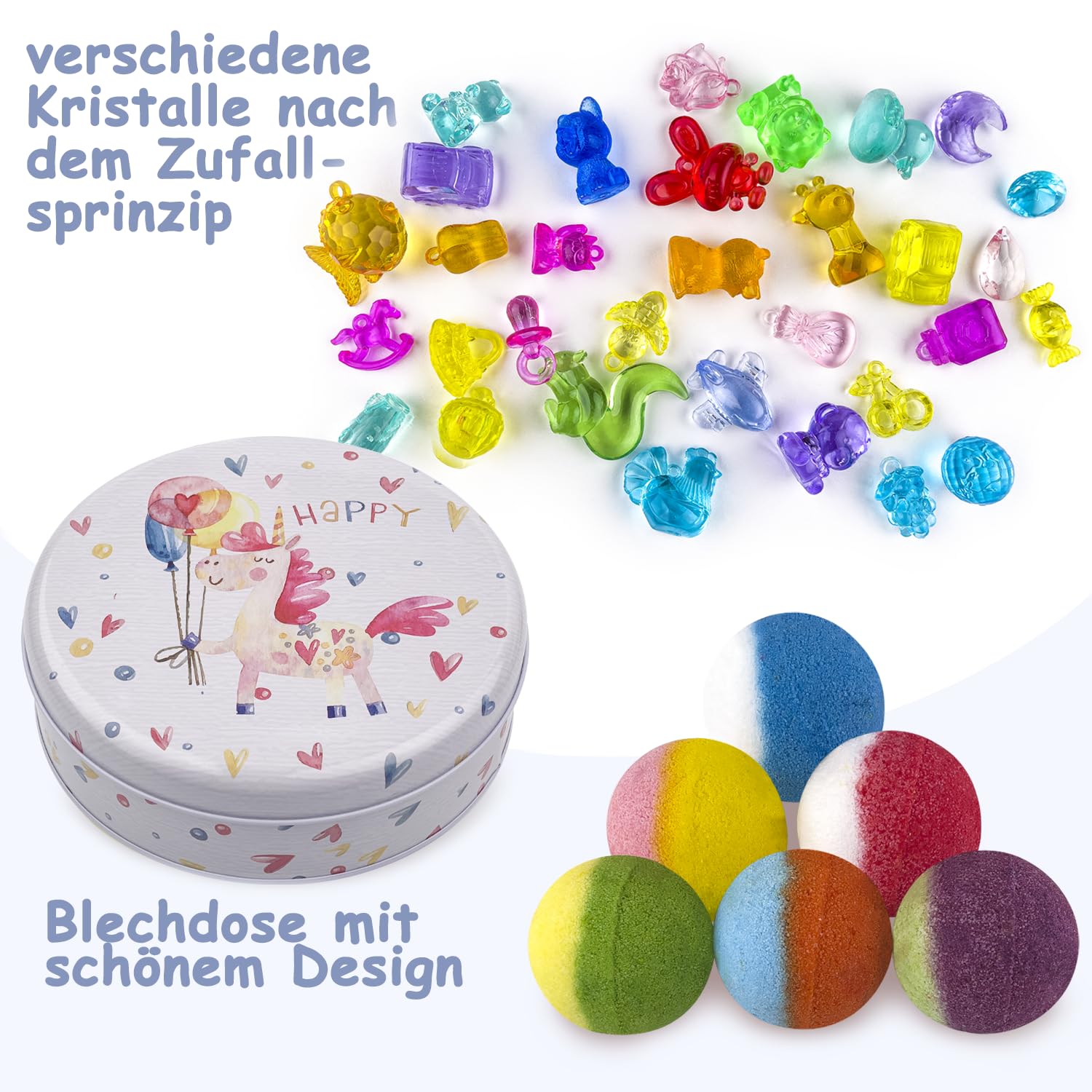 Bombe da bagno per bambini, 12 bombe da bagno con giocattoli di cristallo a sorpresa all'interno, realizzate a mano, in schiuma naturale e organica, regalo di compleanno per ragazze e ragazzi