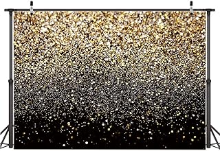 AIIKES 7x5FT Gold and Black Backdrop Starry Shiny Wedding Birthday Photography Background Prom Activities Decoration Child Newborn Photo Background Studio Props 11-547