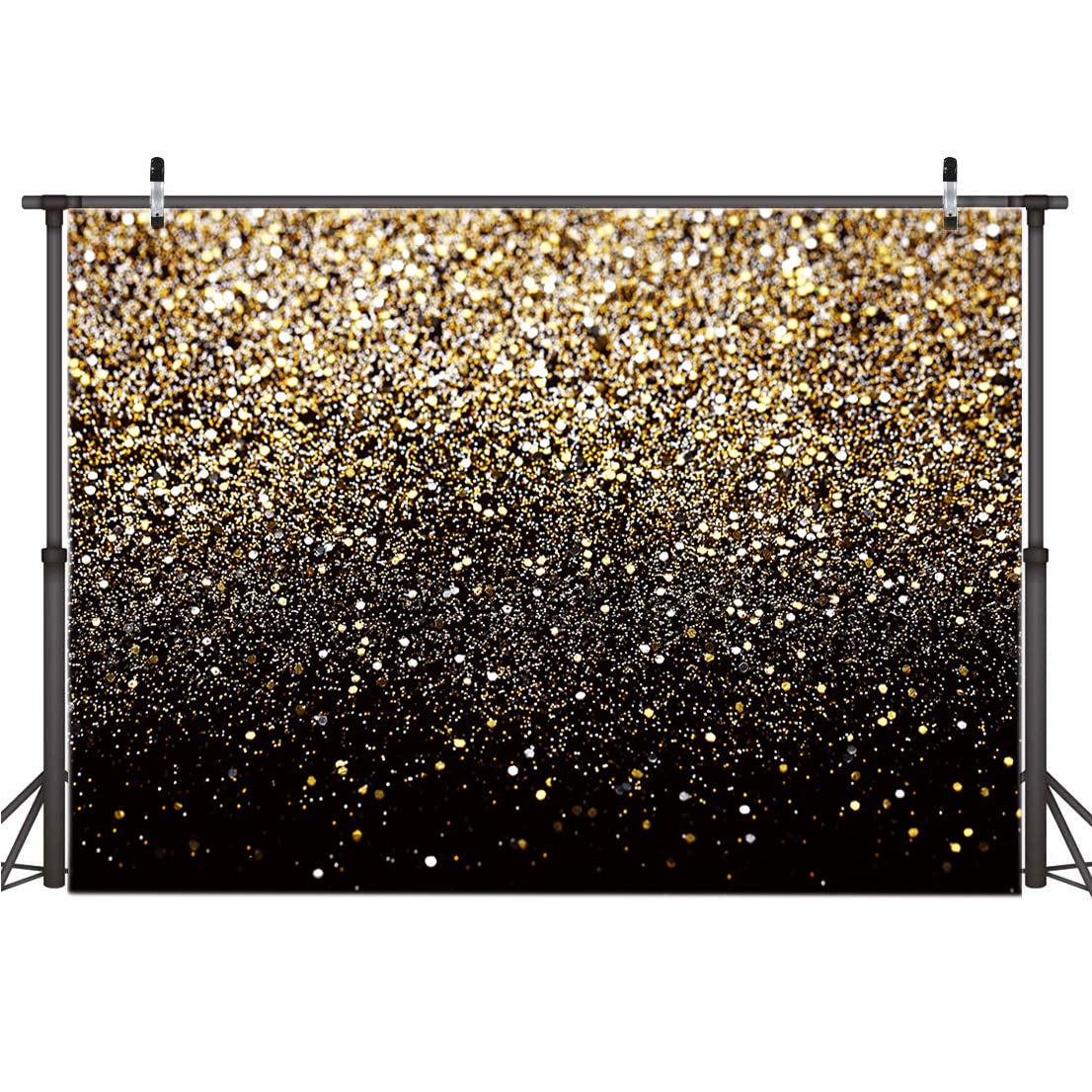 AIIKES7x5FT Golden Bokeh Photography Backdrop Black and Gold Glitter Backdrop Wedding Family Birthday Party Decoration Newborn Photo Backdrop Studio Props 11-547