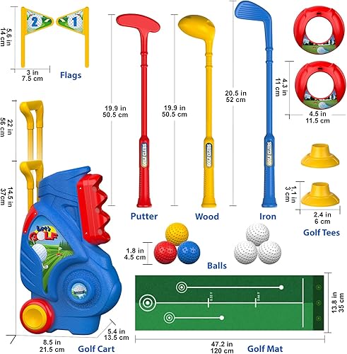 Miniatura 6 de Liberry Juego de Golf para Niños Pequeños de 2, 3 y 4 años Niños Niñas, Juego Mejorado de Palos de Golf para Niños con Carrito, Tapete de Putting,
