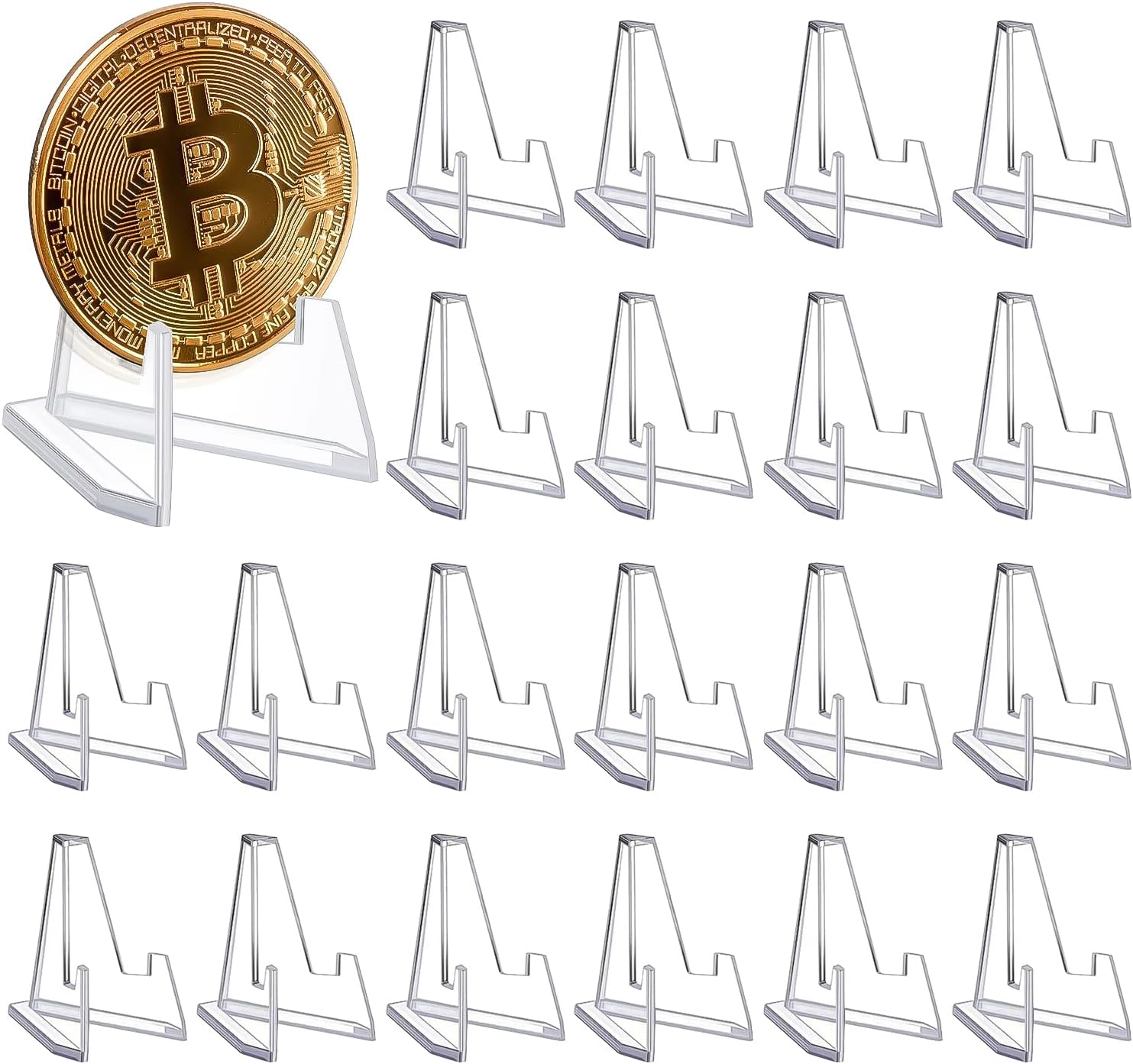 20 Packs Clear Acrylic Display Easel Stands - Mini Holder For Coins, Pictures, Jewelry, Casino Chips (5.4 Cm Tall) - View #5