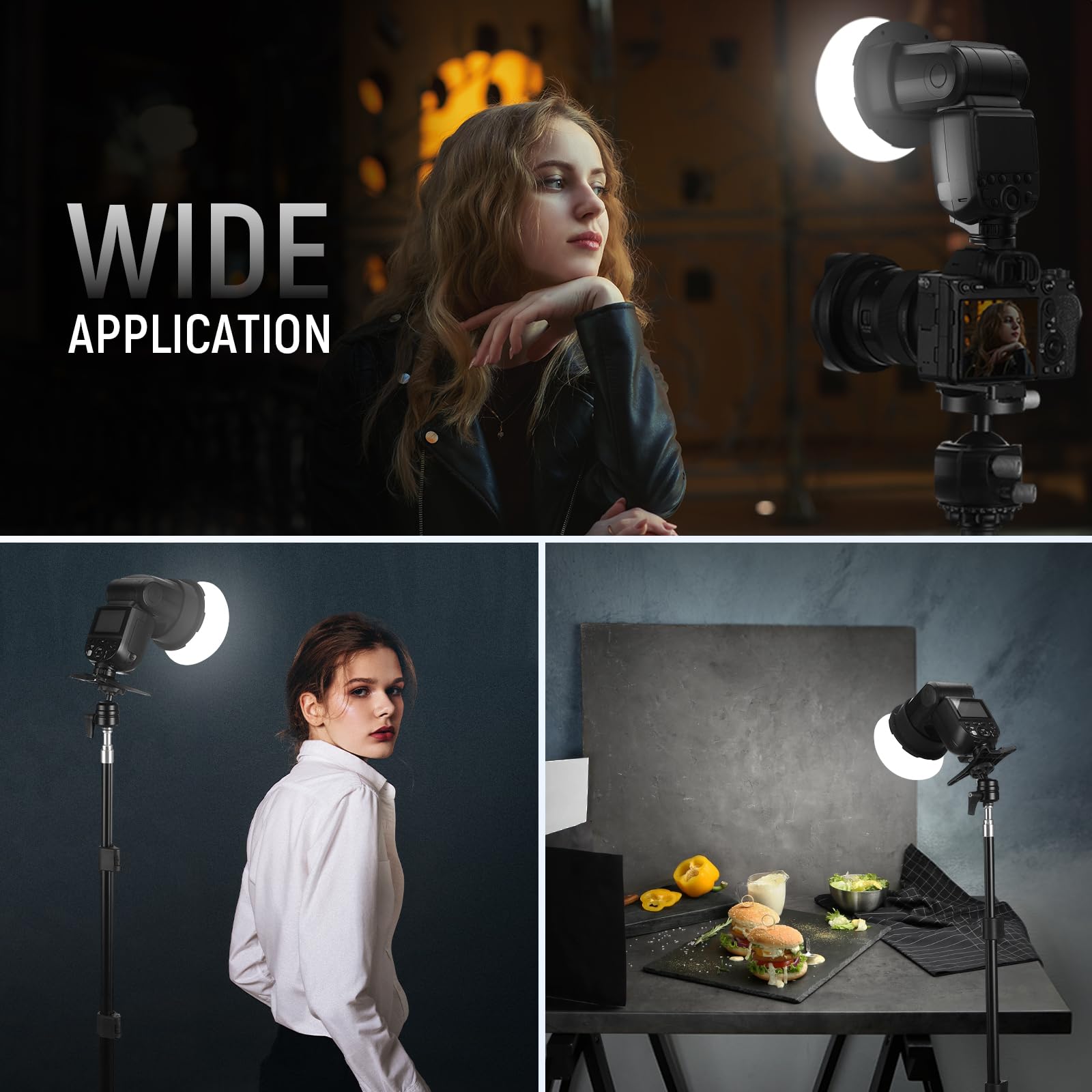 NEEWER Silikonowy dyfuzor błyskowy z dwoma magnetycznymi pierścieniami adapterowymi, modyfikator światła Softbox do NEEWER NW620 NW700 NW760 Z880 Z760 Głowica kwadratowa i Z1 Z2 okrągła głowica