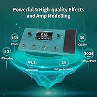 Vista 3 de FLAMMA FX200 - Procesador multiefectos con batería, pantalla táctil LCD de 5" programable, puerto MIDI, amplia E/S, grabación de audio USB, 58