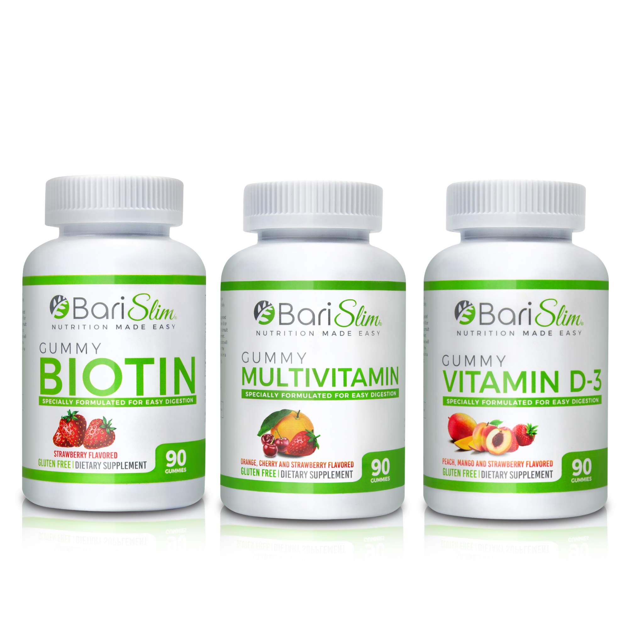 BariSlim Bariatric Multivitamin 3 Pack – (Multivitamin, Biotin, and D3) - Specially Formulated Gummy