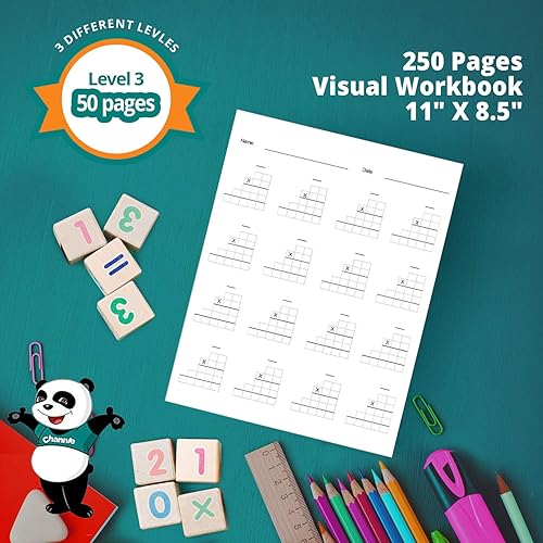 Miniatura 4 de Channie's Plantilla en blanco para práctica de matemáticas de multiplicación de doble dígito de una página al día, 250 páginas sueltas resma, grados