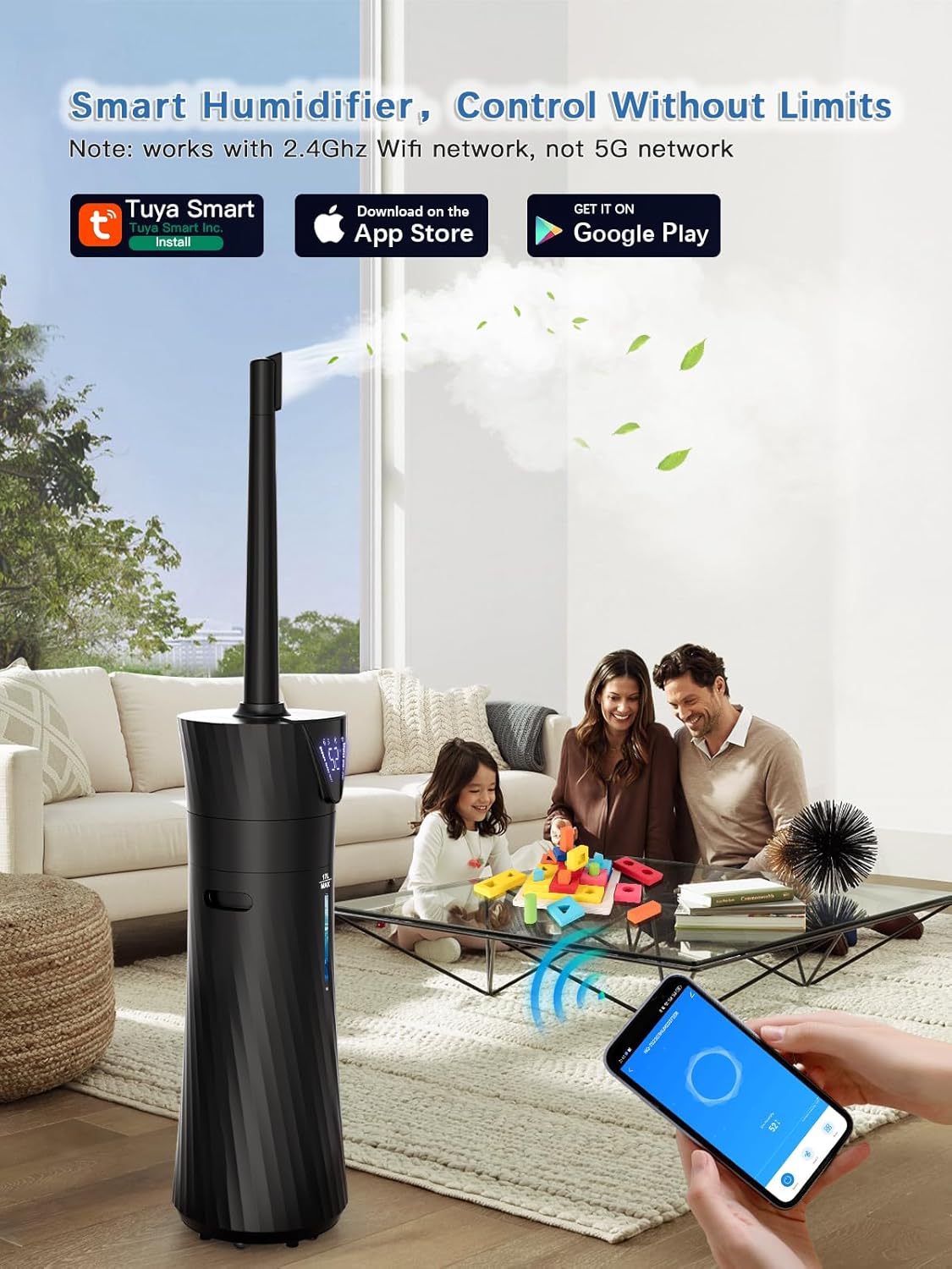 Humidifier Large Room,3 Mist Modes Humidifiers for Home, Office, Plants, White