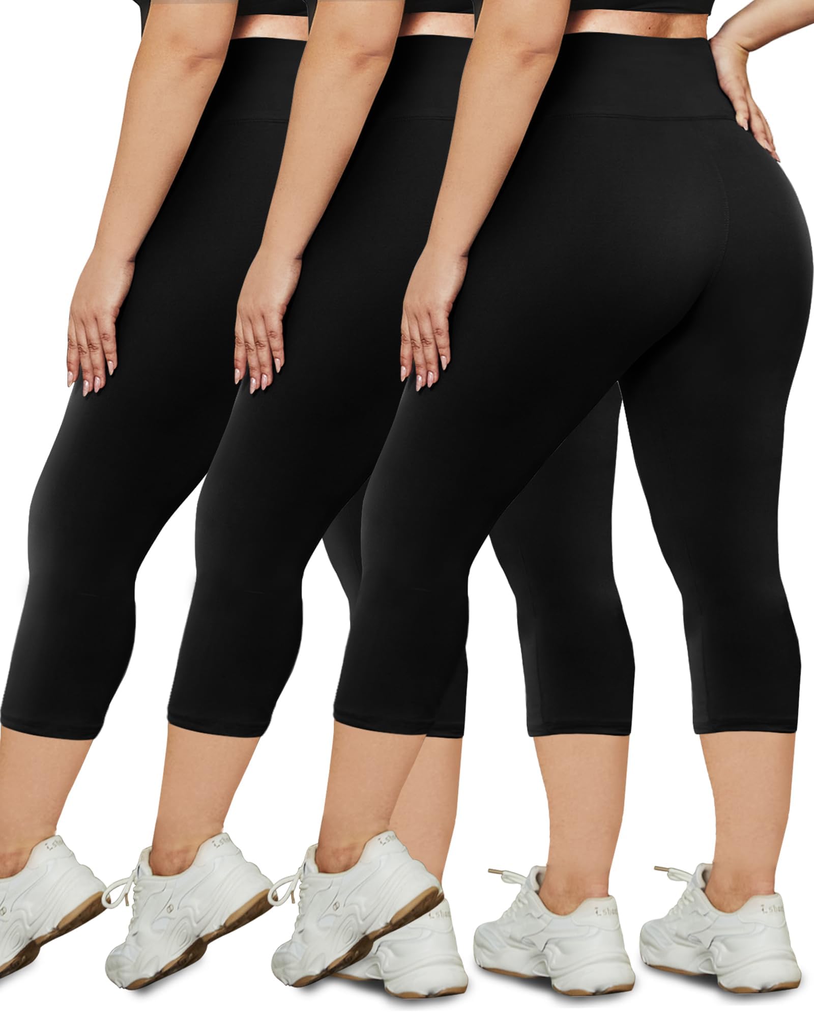 3 Pack Plus Size Leggings for Women(X-Large - 4X)- High Waist Stretchy Soft Pants for Workout Running Yoga