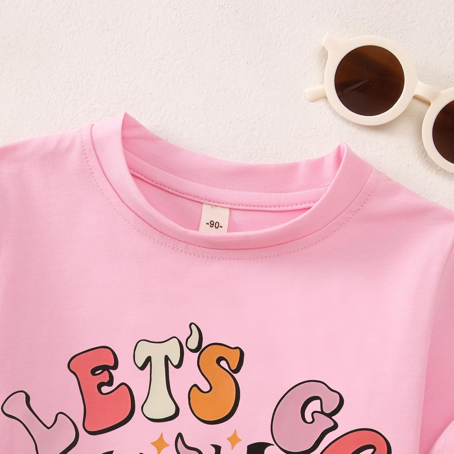 KEKEMI Toddler Baby Girls Halloween Shirt Let's Go Ghouls T-Shirt Ghost Spooky Season Outfit Cute Fall Short Sleeve Tees Tops - Image 6