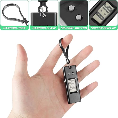 Miniatura 7 de Hemobllo Reloj de bolsillo con llavero Paquete de 5 relojes digitales con clip prismático, llavero electrónico, mochila pequeño reloj de bolsillo