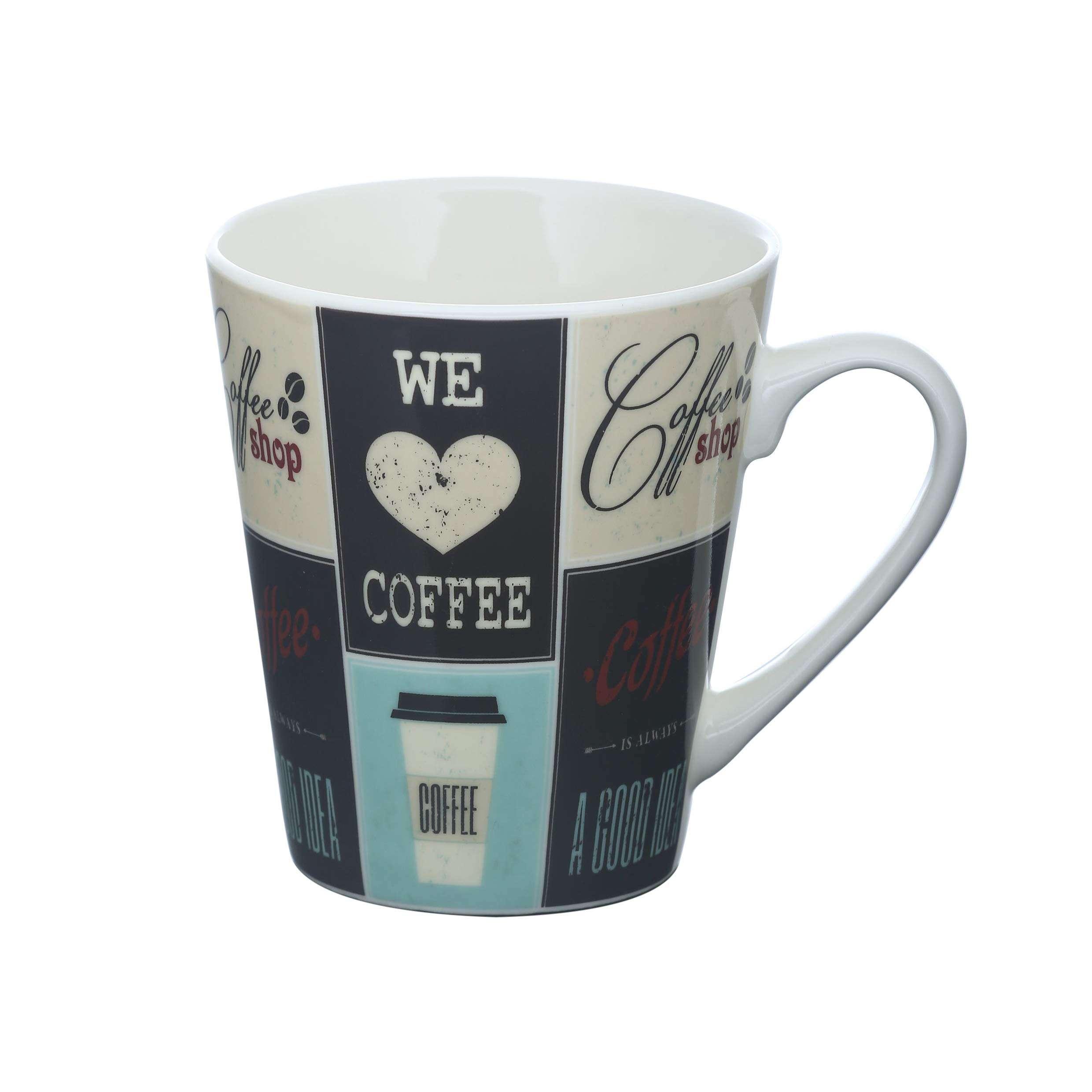Delcasa 11Oz New Bone China V-Shape Mug| Large Coffee and Tea Mug | Traditional Extra Large Coffee/Tea Mug, Thick Wall Small Portable Mug | Comfortable Handle | Ideal for Hot and Cold Drinks