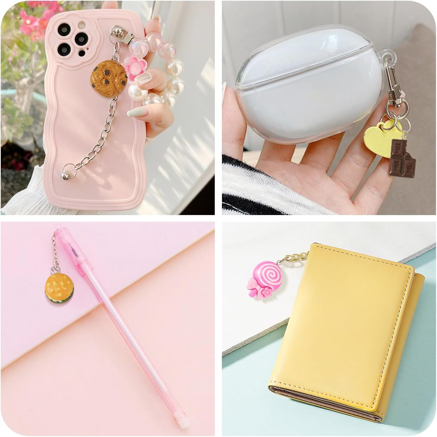 Cheriswelry Resin Polymer Clay Charm Sweet Food Dessert Slime Charm Beads Keychain Pendants for Phone Straps Key Bag Decor DIY Jewelry Making Kits - Image 5