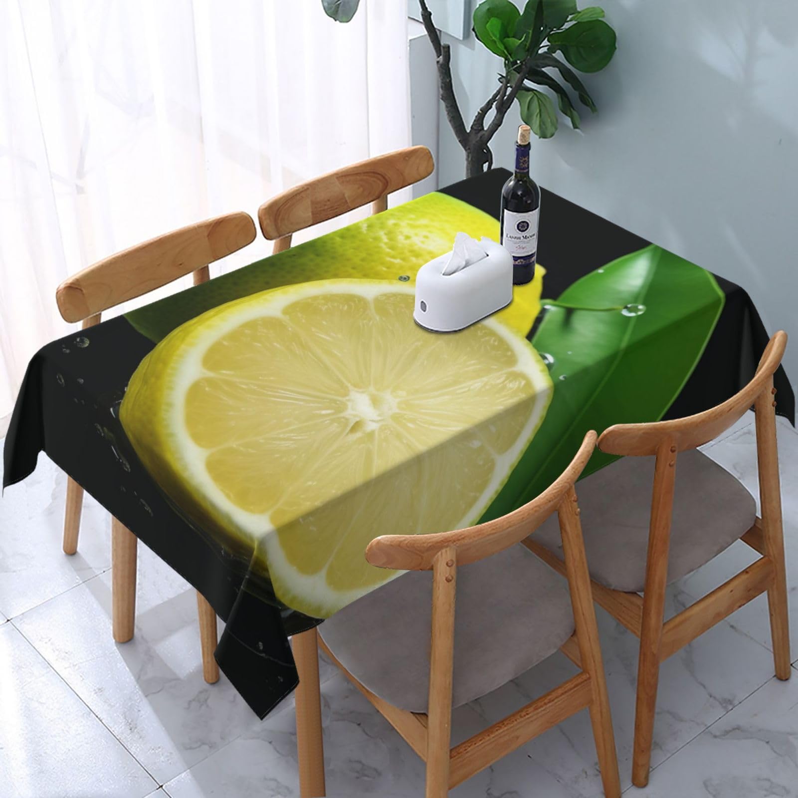WPKJU Lemon Fruit Printed Tablecloth Water Resistant Table Cover Washable Rectangle Table Cloth for Tables 54x72 in