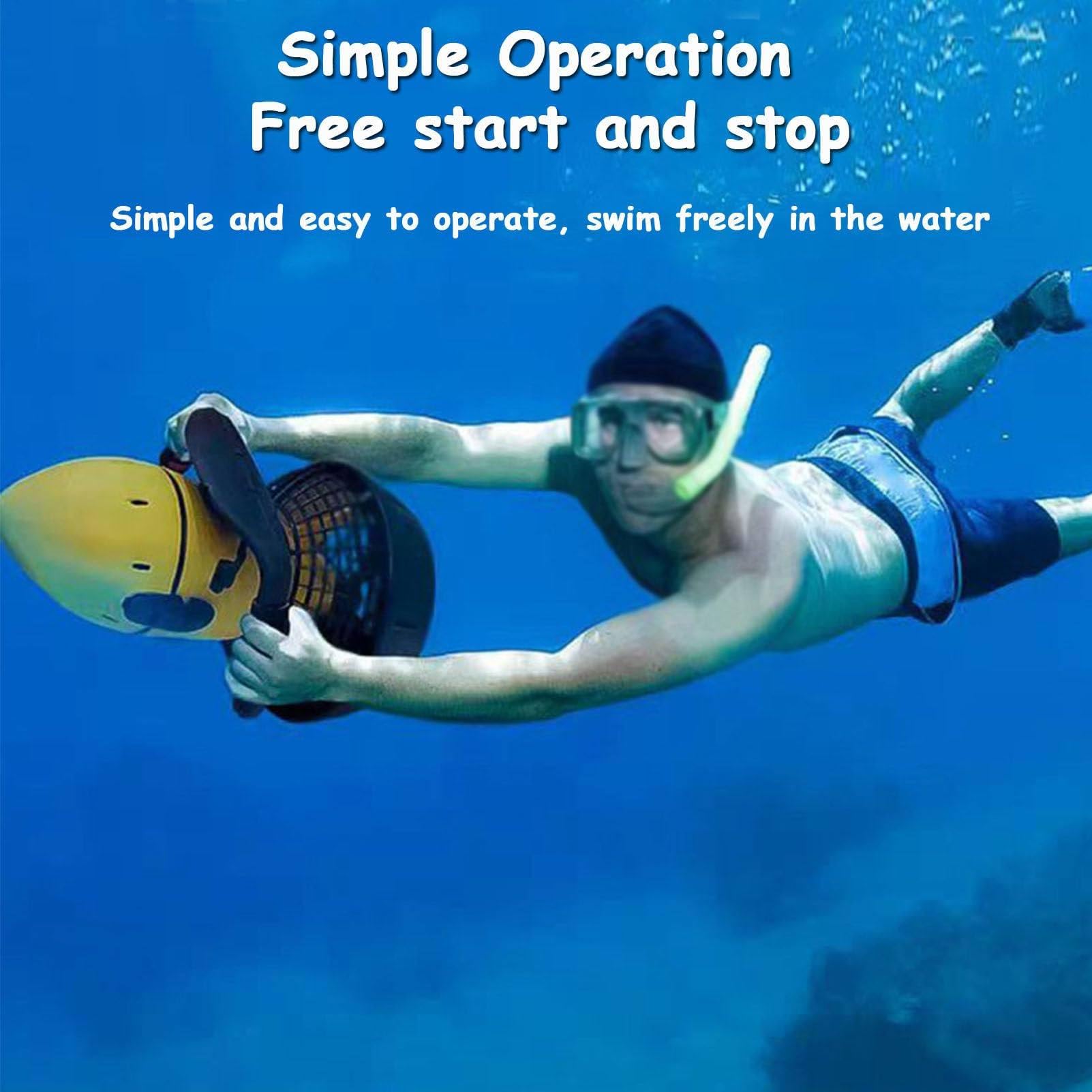Scooter submarino de propulsión acuática, dispositivo sumergible con hélice de agua, batería de litio de 500 W, dispositivo de natación para deportes acuáticos en piscinas.,Orange