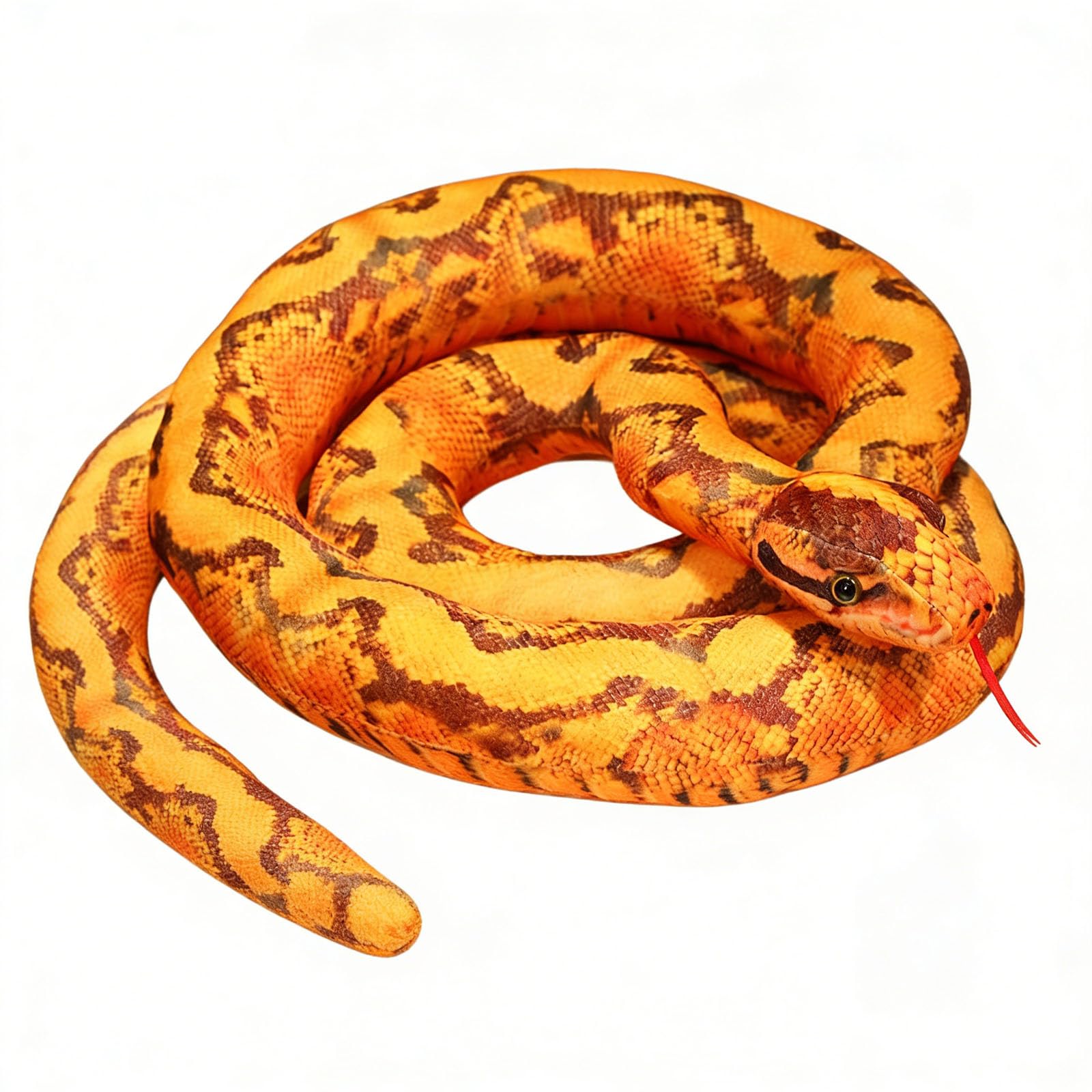 JORCEDI Realistic Snake Toys Plush, Snake Stuffed Animal, Giant Python Cobra Plush Animal Plush Doll, 3D Snake Teddy Pillow Doll Toys, Anaconda Fake Snakes for Ricky Creepy Prank Props (Gold,110cm)