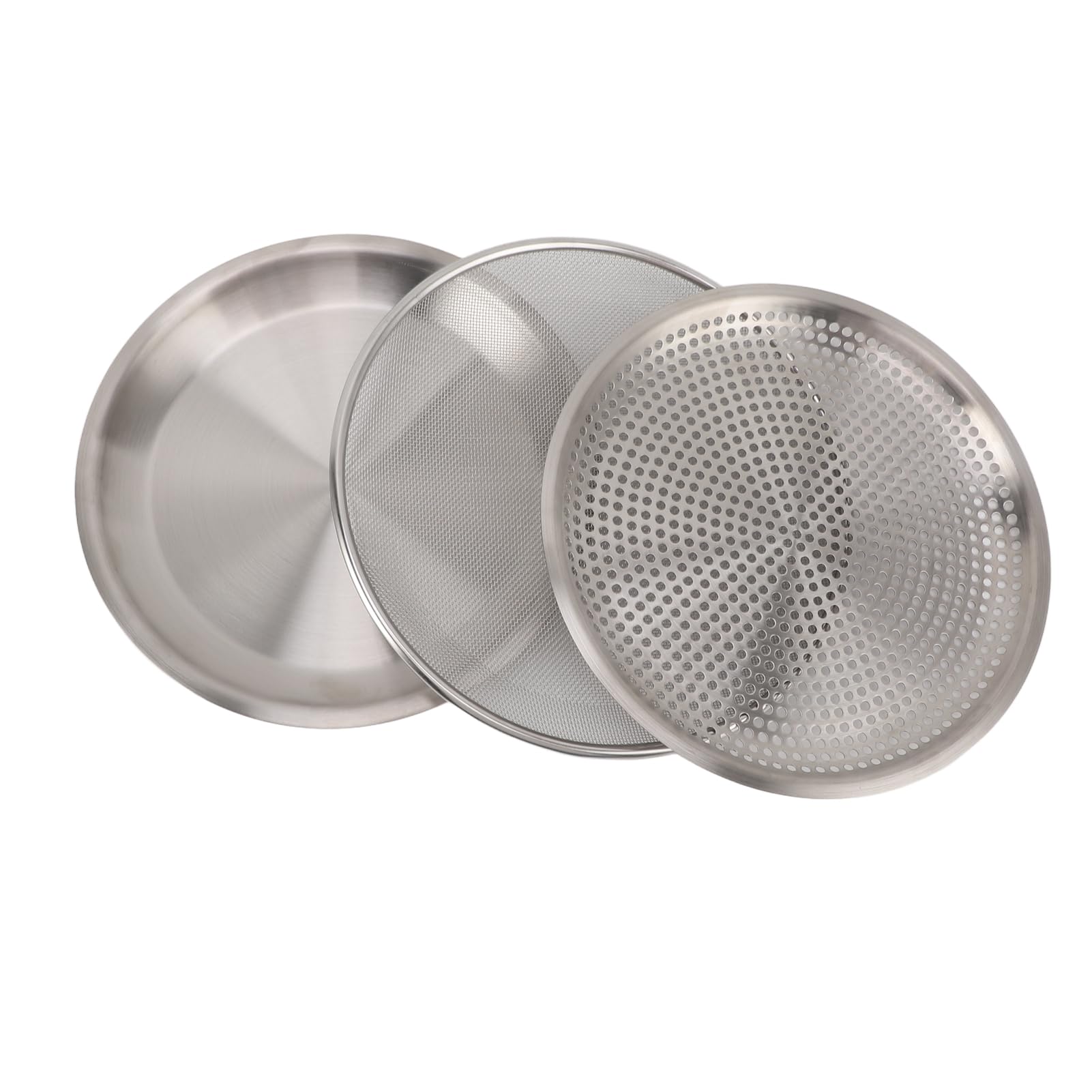 Colino in Acciaio Inox 304, Ciotola Grande Set con Manico Ergonomico (Disco a maglia fine, disco, disco con foro)