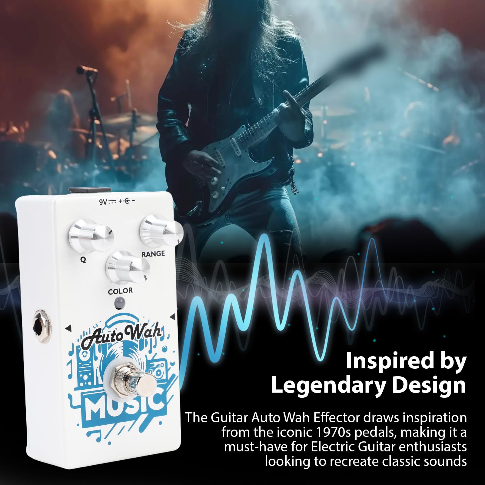 Walmeck Pedalata di Auto Wah per Chitarra Elettrica, Design Classico con Registrazione Ad Anello, Controllo a 3 Knob, Stile Funk, Performance Teatrale, Iconico Stile degli Anni '70