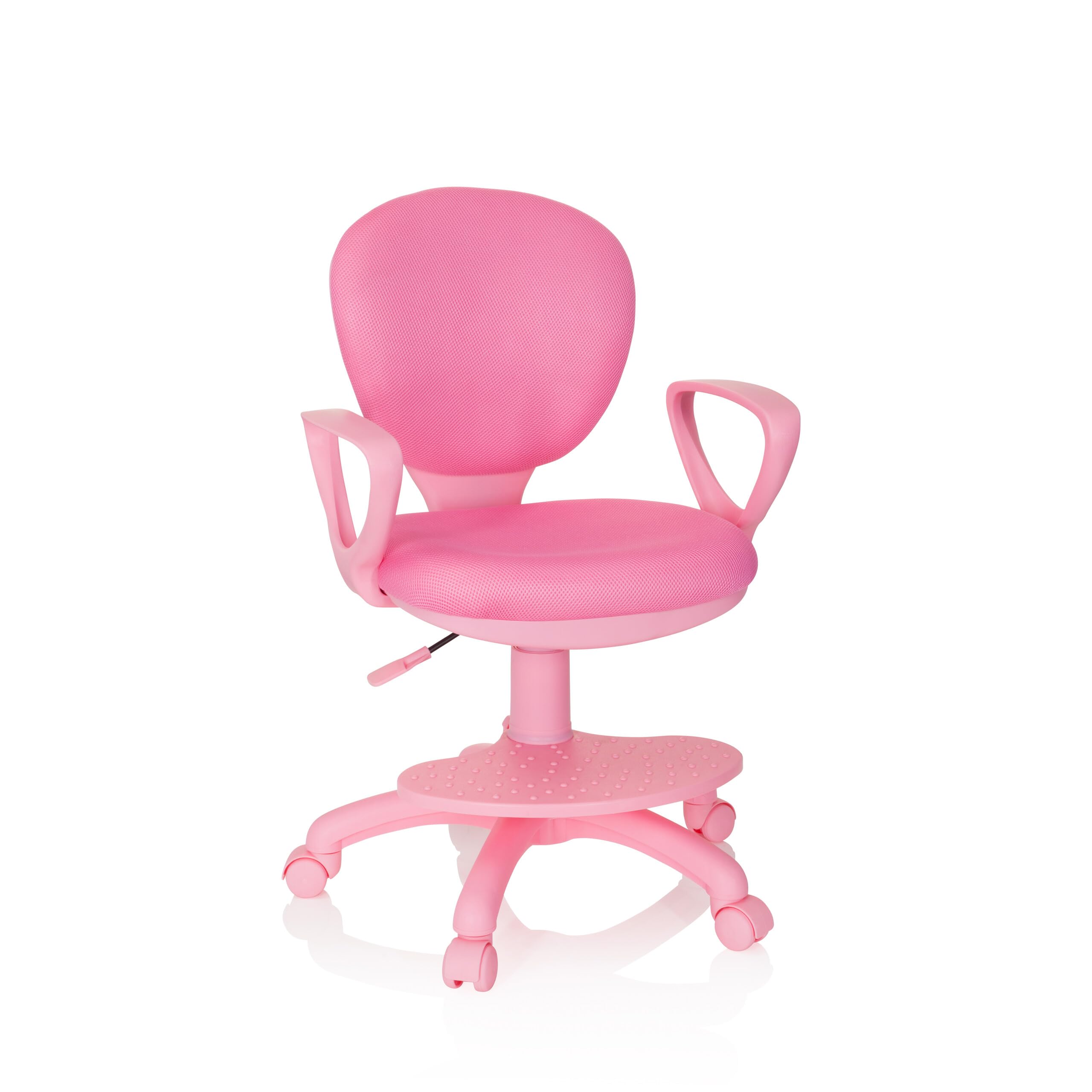 hjh OFFICE 670977 Silla de Escritorio para niños Kid Colour Tela Rosa, Silla giratoria con apoyabrazos y reposapies