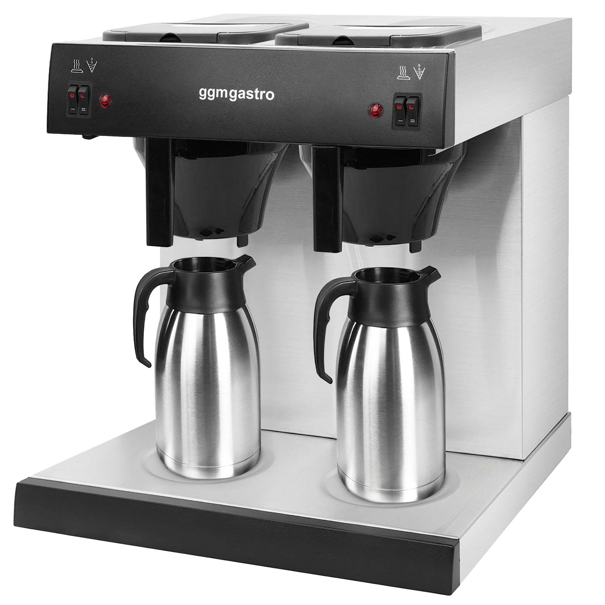 GGM Gastro Filterkaffeemaschine 2x2L 2,8 kW | Ideal für den Dauereinsatz, hochwertige Edelstahlverarbeitung, zeitsparende Reinigung, integrierter Überhitzungsschutz