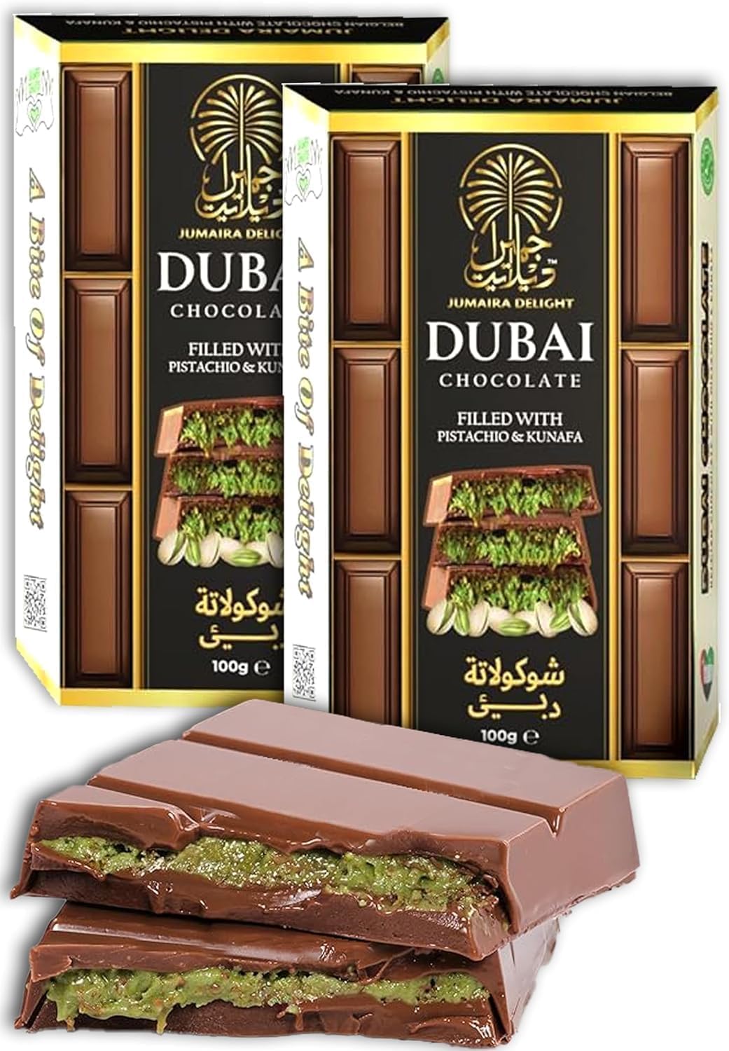 Dubai Chocolate Bar & Cubes – Kunafa & Pistachio Cream Filling – Luxurious Fix Viral Milk Choclate With Kadayif & Kataifi – Perfect for Kids, Family & Friend (Pack of 5, Bars)