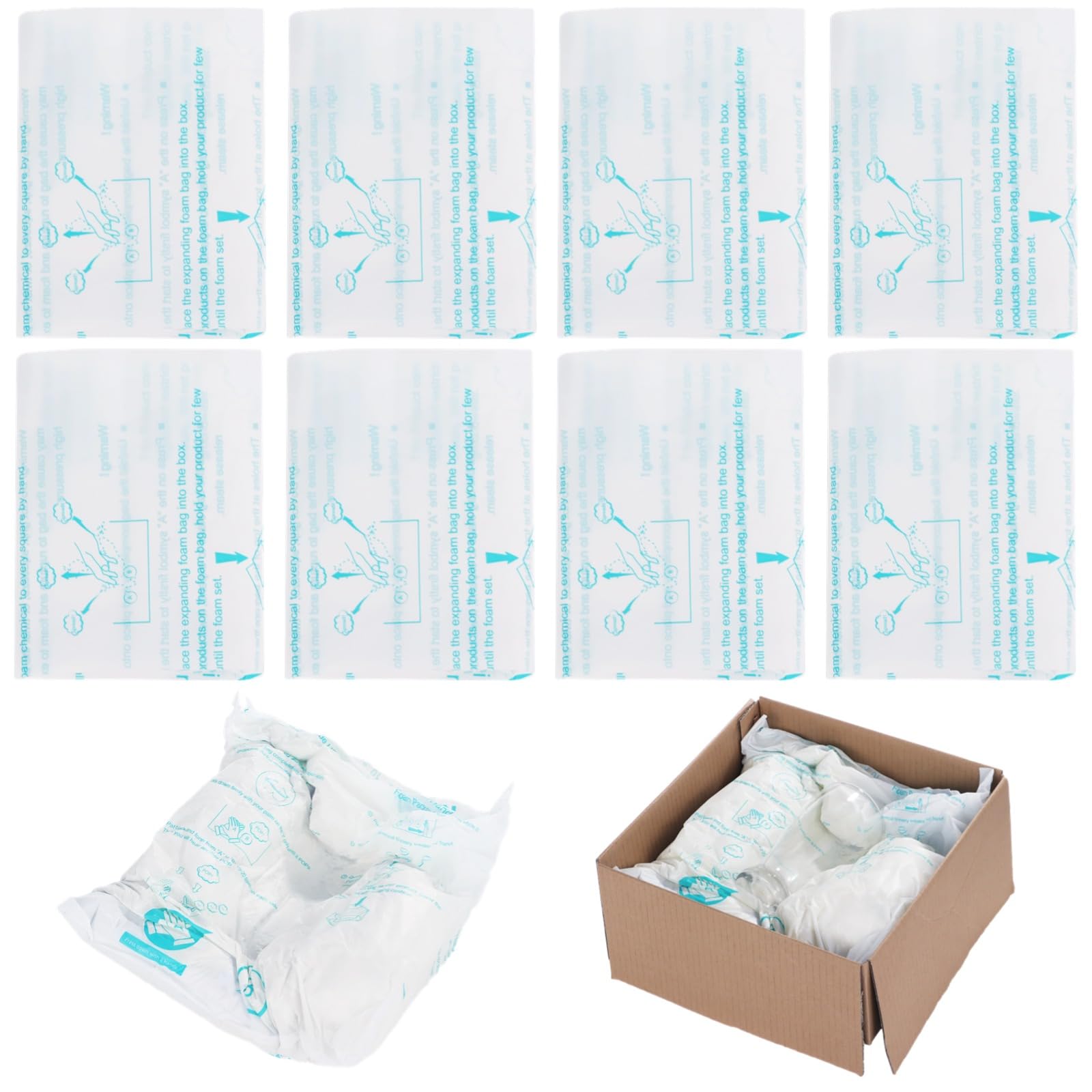 Foam Bags For Shipping 8 PCS 14×16 Inch, Handy Temperature-Activated Expanding Pouches, Instant Pack Quick Packaging - Protective Parcel Solution