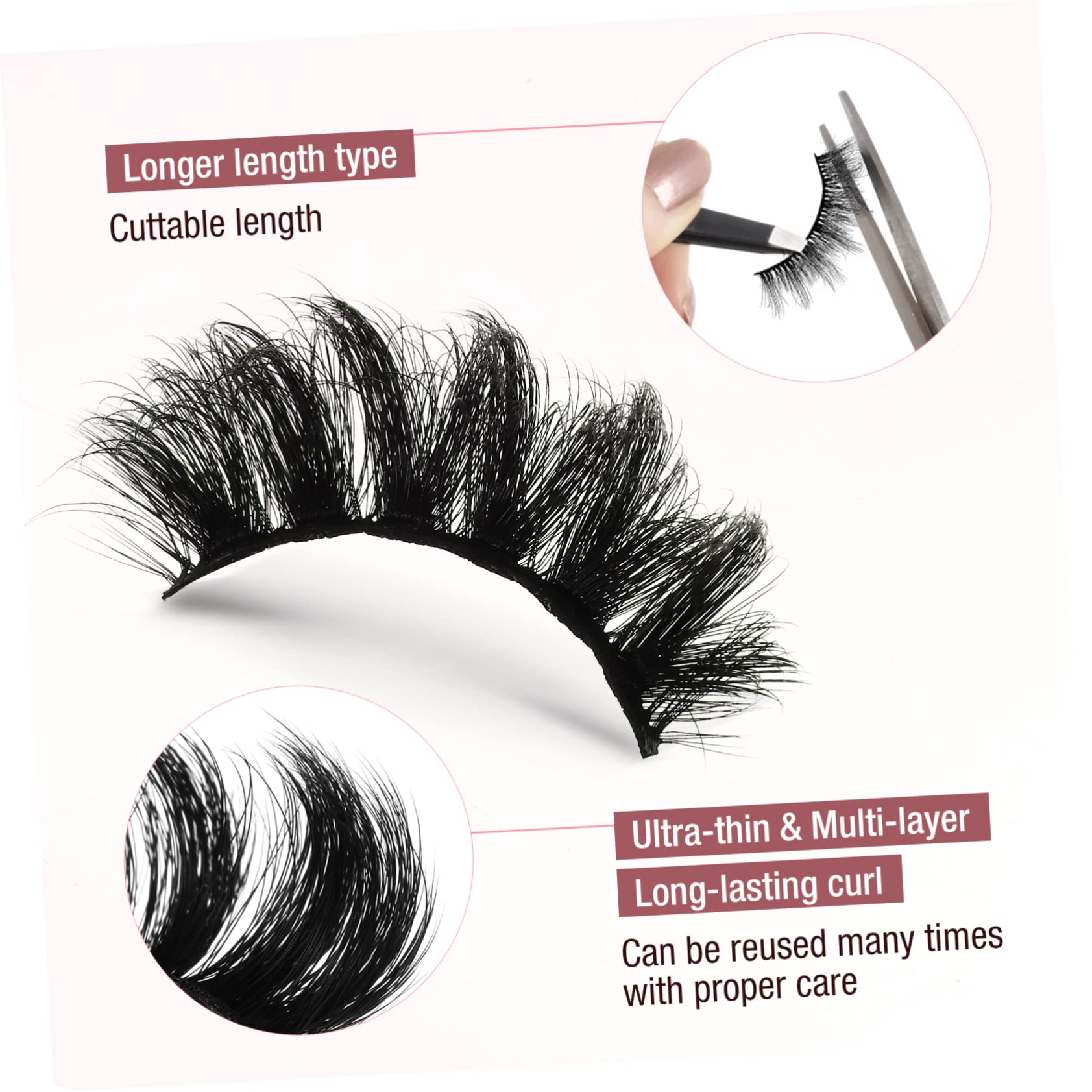 Beavorty 5 Set Di Ciglia Finte A Lunghezza Intera Effetto Vaporoso Per Il Trucco Femminile 7 Paia*5