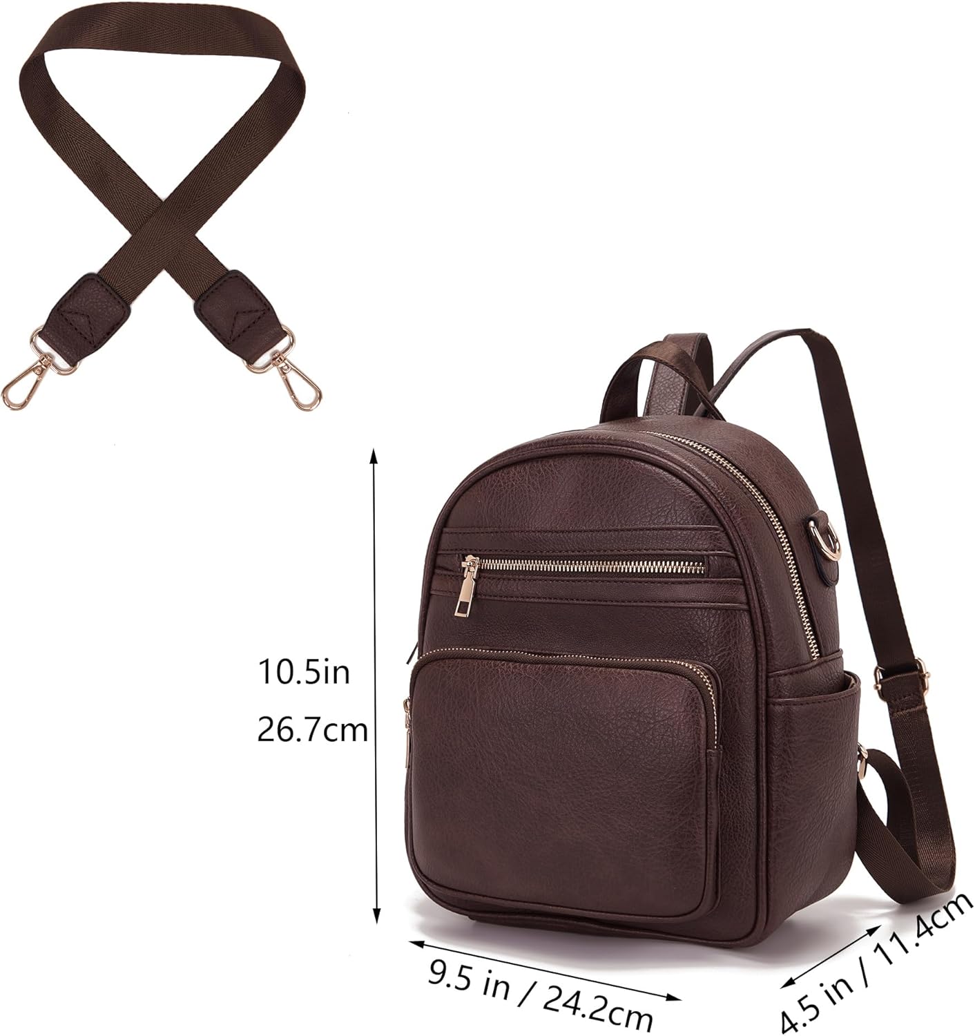 Idesort Small Backpack Purse for Women Girls Cute Backpacks Purse set with Wallet Convertible Shoulder bag - Image 4