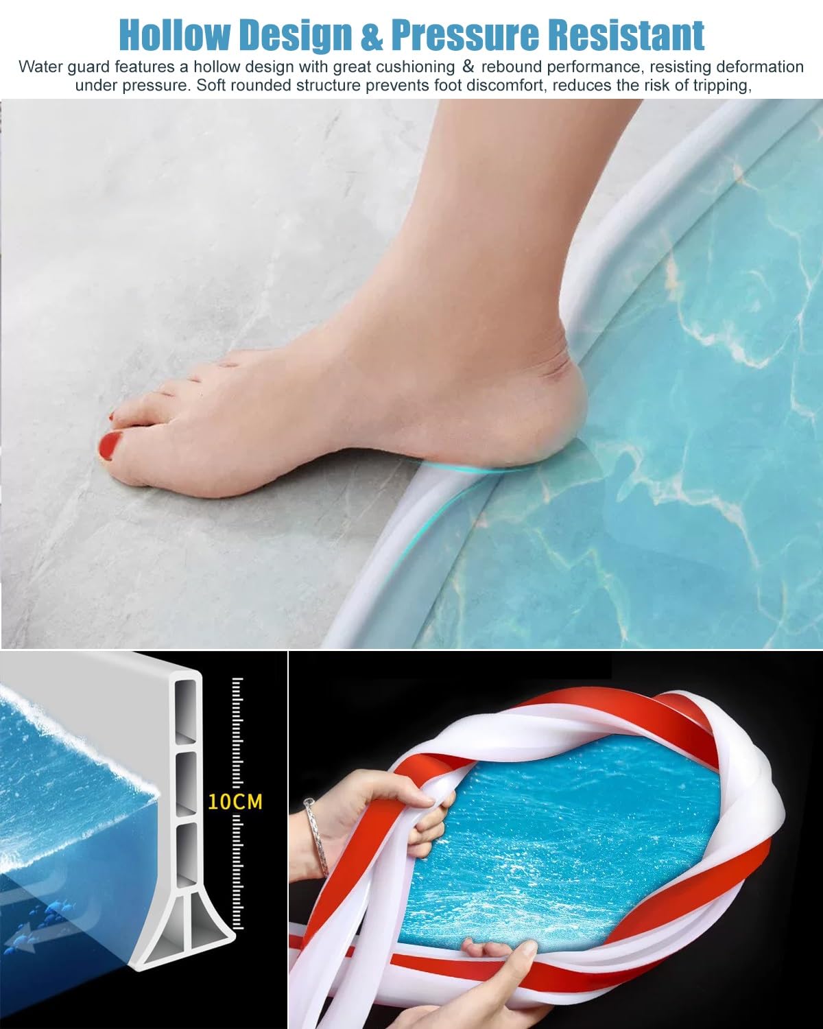 Schwallschutzleiste Dusche Lange Dusch-Wassersperre 10cm flexiblem Silikon