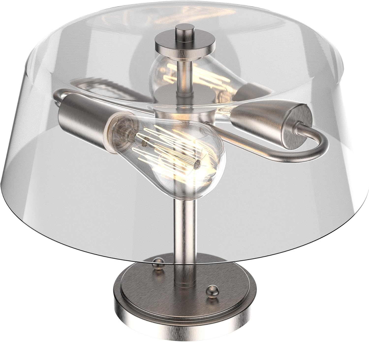 LEDMyplace 2 Lights Semi Flush Mount Ceiling Light, Clear Glass Shade, Brushed Nickel Finish, Farmhouse Lighting for Hallways, Farmhouse Hanging Light Fixtures, E26 Base, (Bulb Not Included)