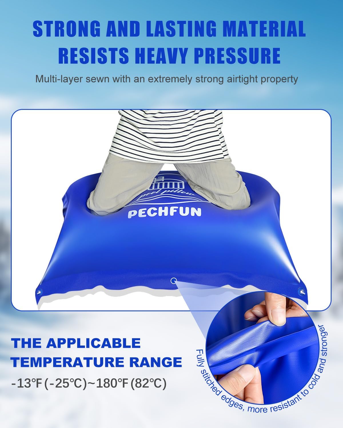 Pool Pillows for Above Ground Pools - 4 x 4 ft Pool Air Pillow for Winterizing Closing, Swimming Pools Winter Protection for Cold-Resistant, Inflatable Cover Pillow with Ropes (2 Pack)