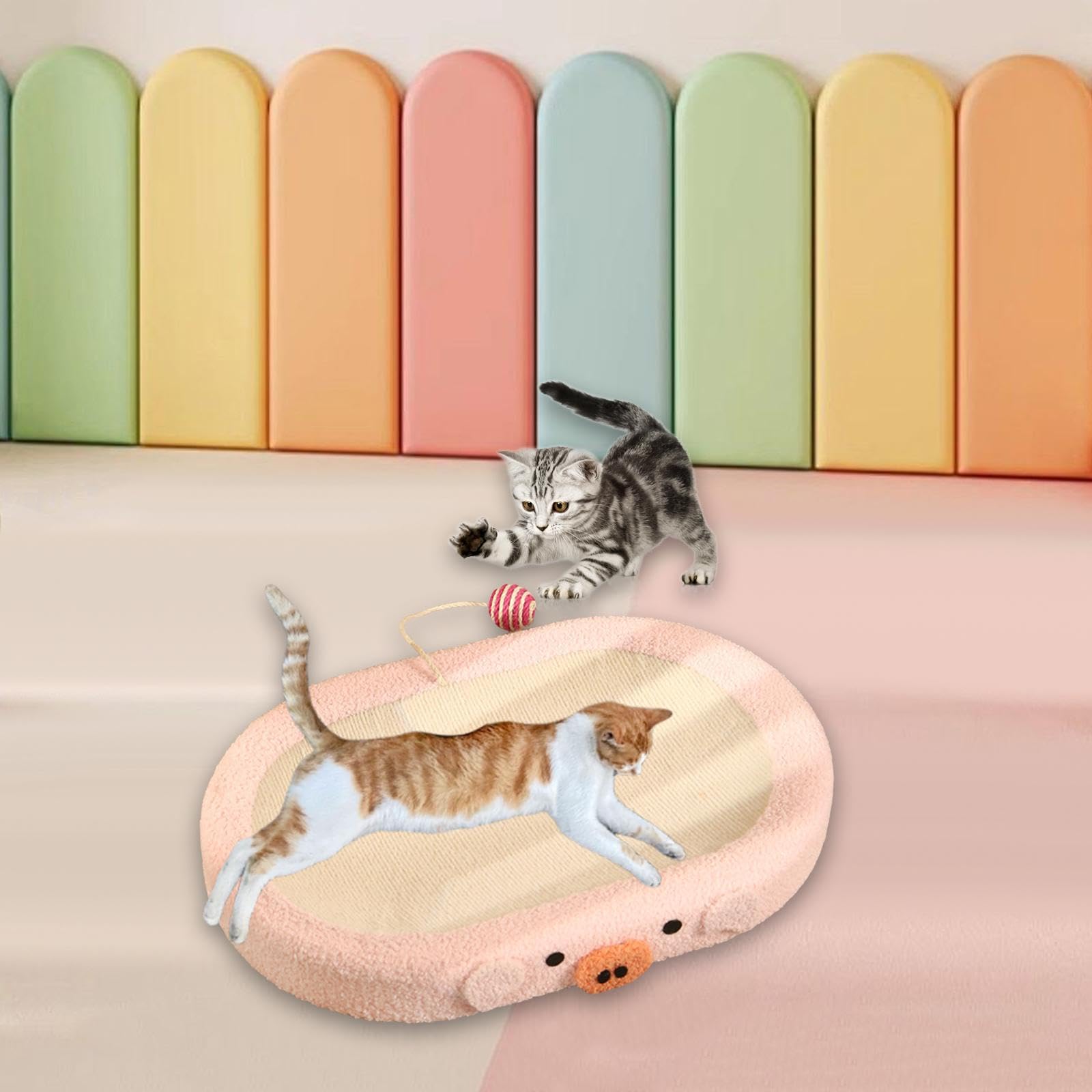 Griffoir en Sisal pour Chat avec Coussin Et Balle De Jeu