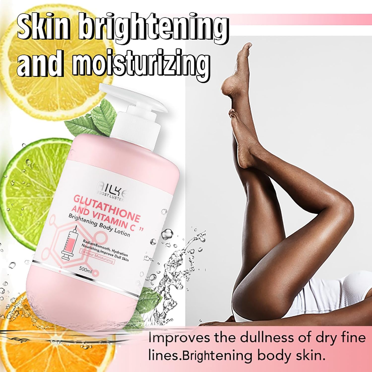 AILKE Daily Moisturizing Body Lotion, Visibly Enhances Skin Radiance, With Glutathione, Vitamin C, Moisturizing Cream from Normal to Dry Skin, Help Skin Soften and Smooth, 500 ml/ 16.9 fl oz - Image 2