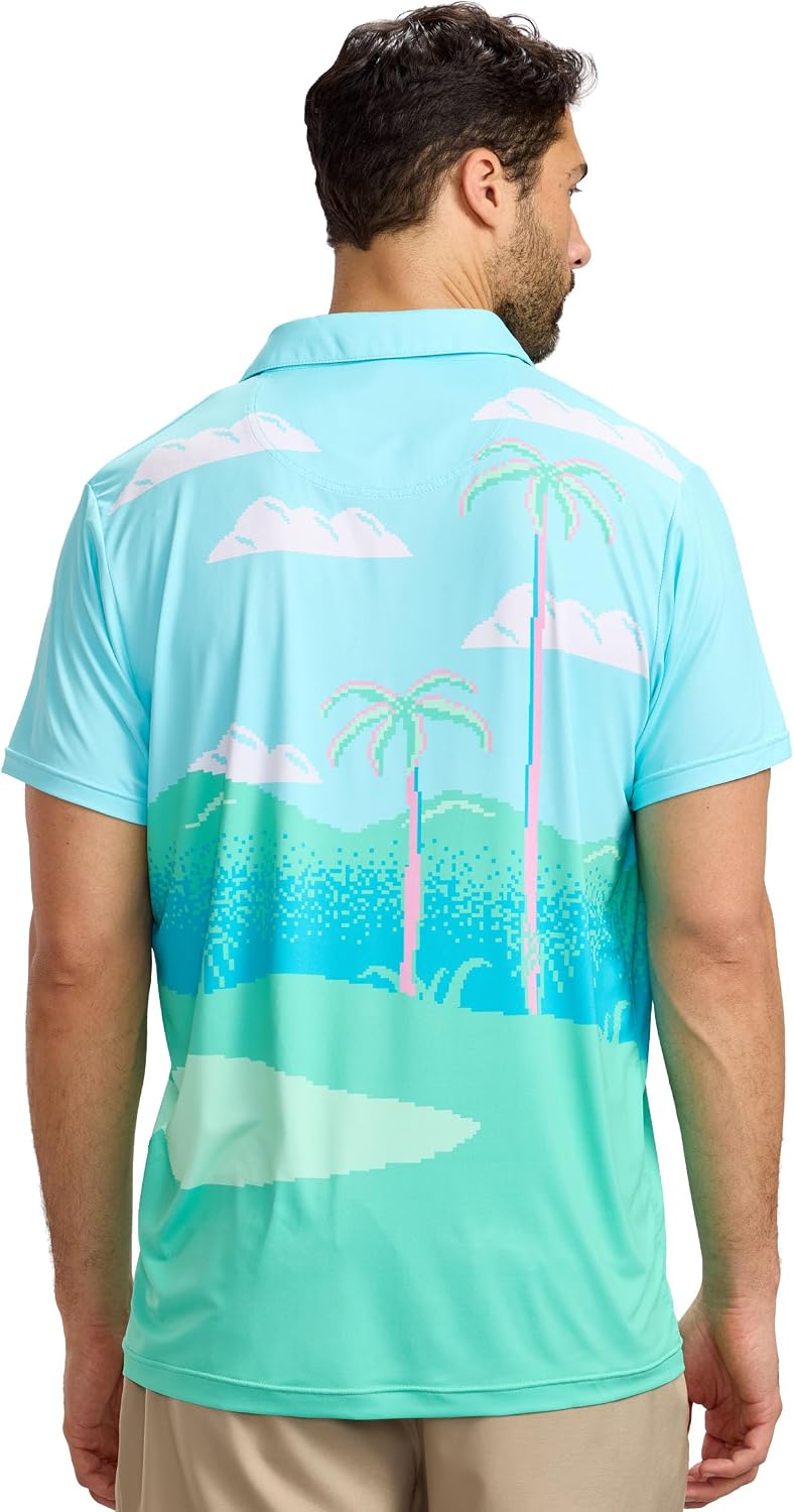 Tipsy Elves Men’s Golf Polo Shirt - Moisture Wicking, Stretch Fabric, Athletic Fit - Performance Polo