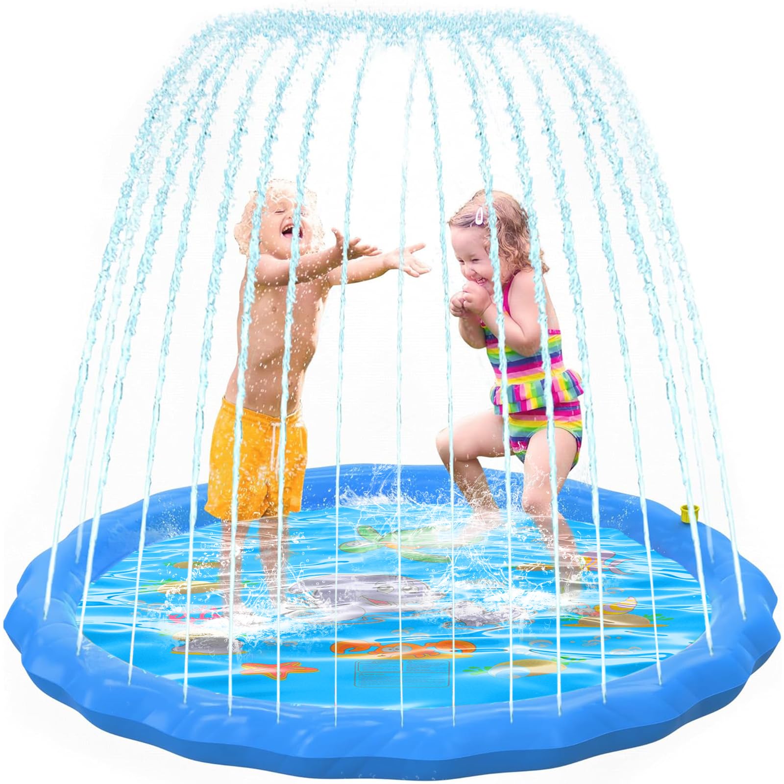 Piscine pour Chiens, 170cm/67in, 0.55cm Épaississant Tapis de Jeu d'eau pour Chiens avec Éclaboussures et Antidérapant
