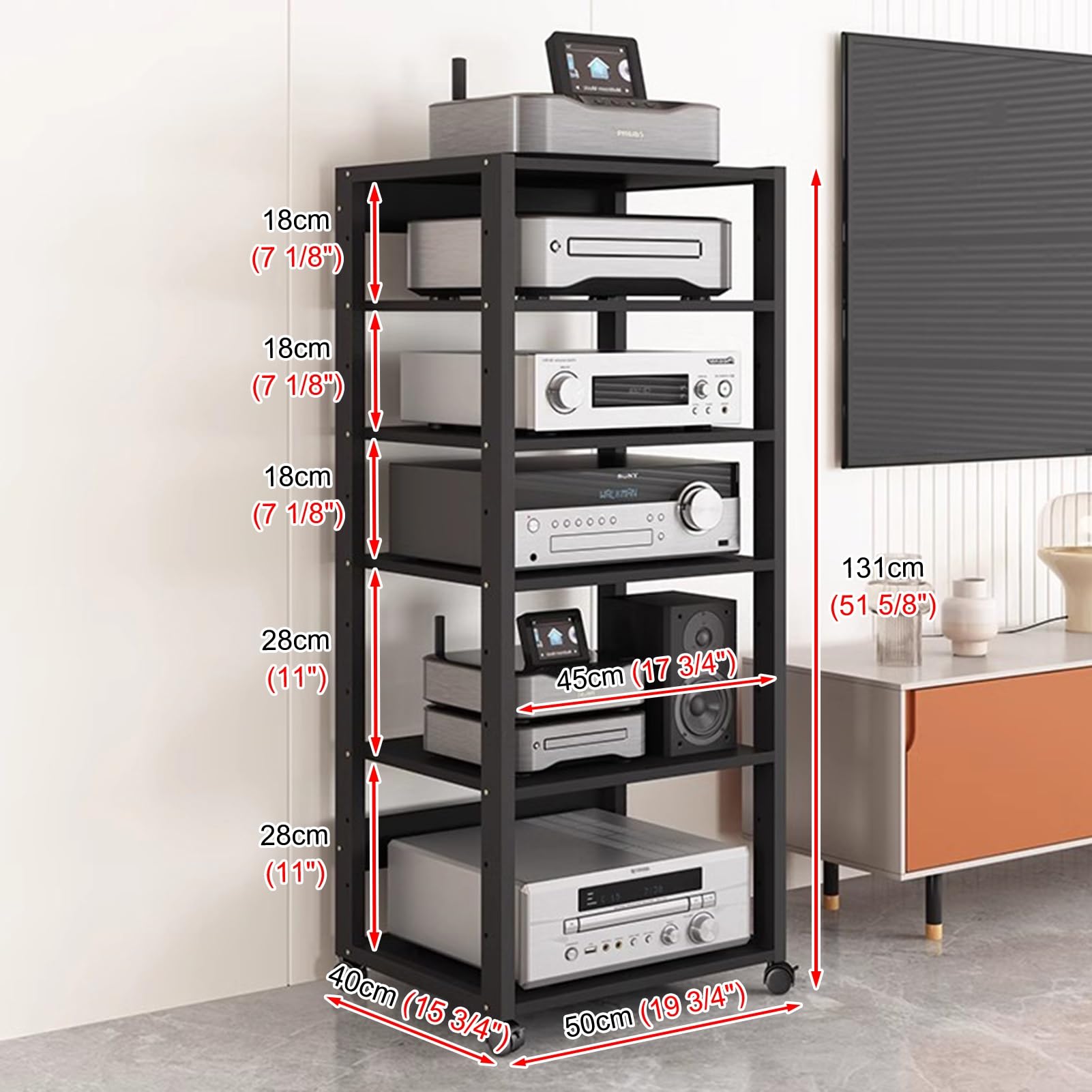 porta-DVD, Supporto multimediale AV con ripiani regolabili