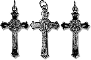 Lot of 3 Bulk Buy - Saint St St. Benedict Medal Crucifix Cross Pendants - 1.5