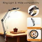 Magnetic Ring Light with Phone Holder for Desk Overhead Camera Mount, Flexible Articulating 5000mAh Circle Lamp Table Tripod, iPhone Stand for Video Recording Cooking Nail, Live Streaming Tiktok
